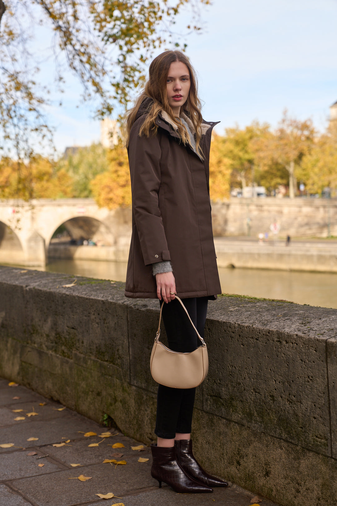 Parka fourrée imperméable AMBRE - Chocolat / Beige - LAURA JO