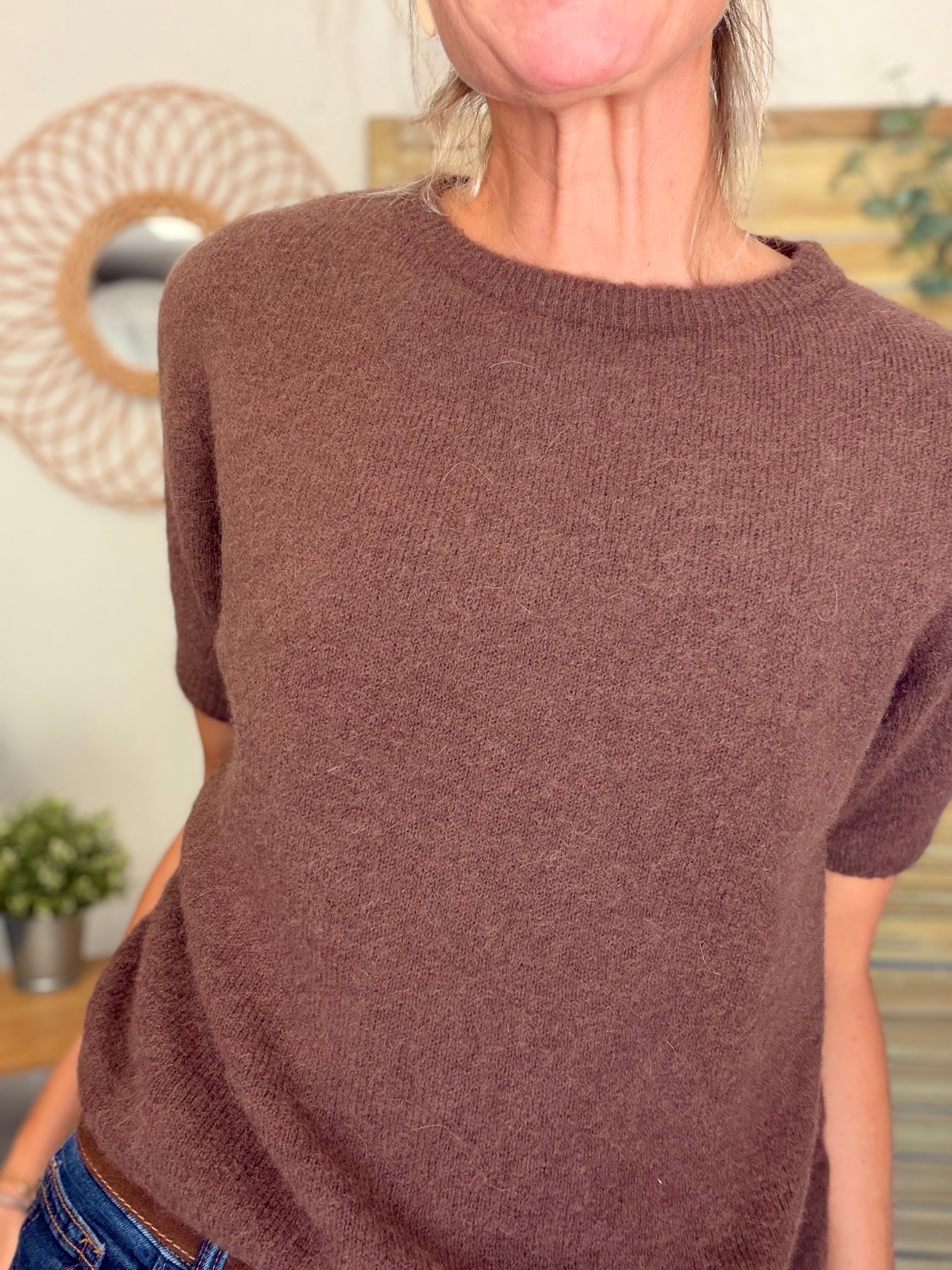 Pull laine et alpaga PEGGY - Chocolat