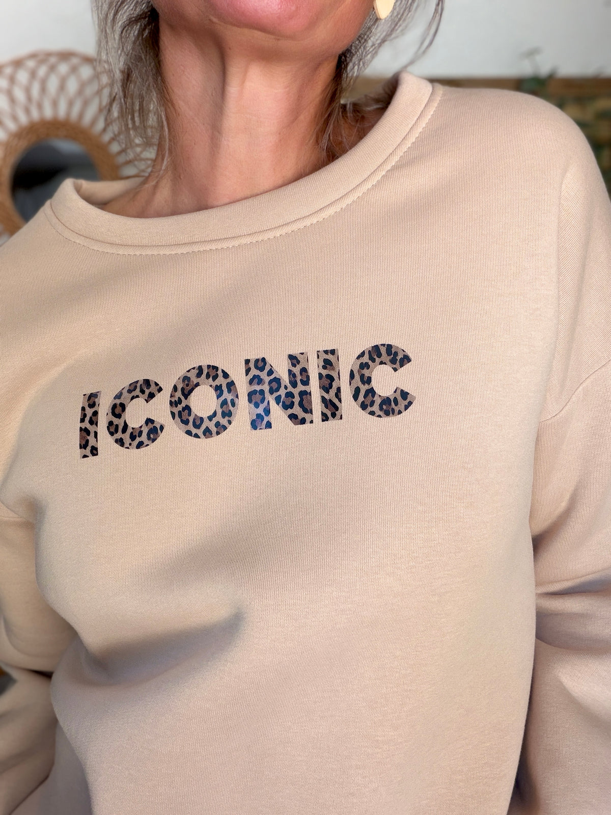 Sweat ICONIC Léo molleton ISALINE - Beige