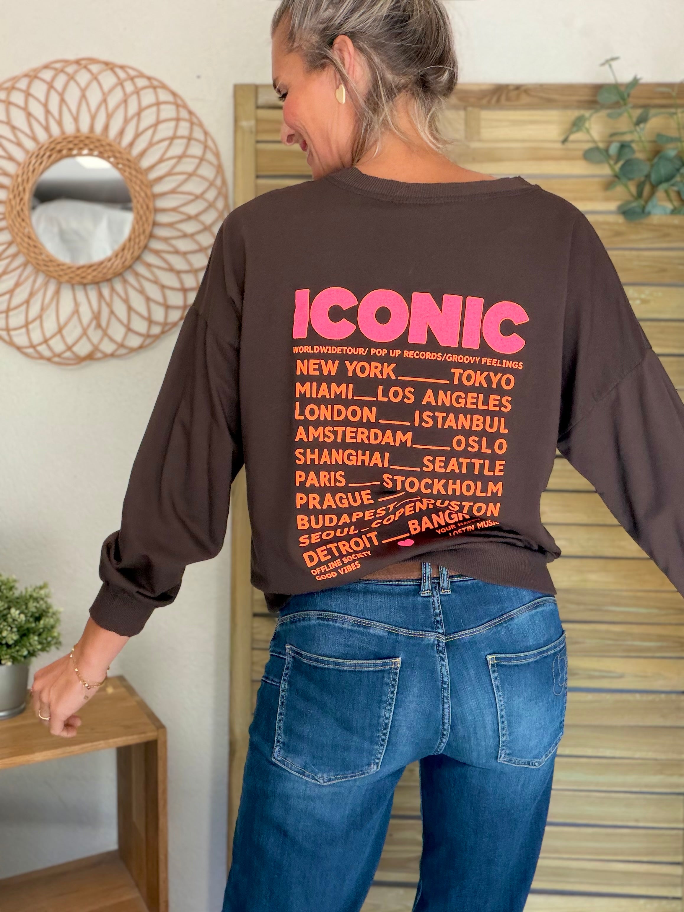 Sweat ICONIC léger 100% coton FAUSTINE Chocolat (taille 36 à 46)