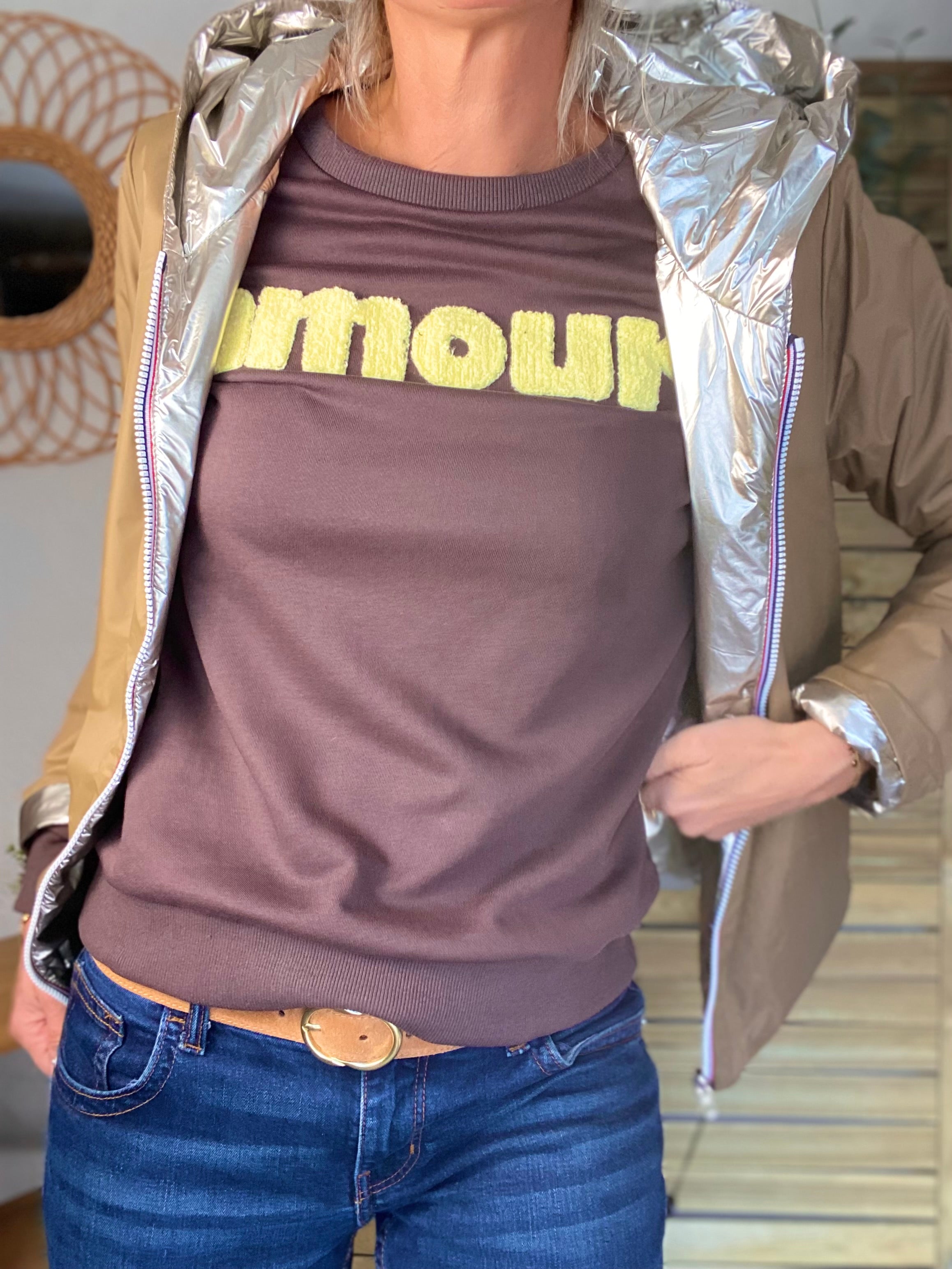 Sweat amour DORIA - Choco / Jaune