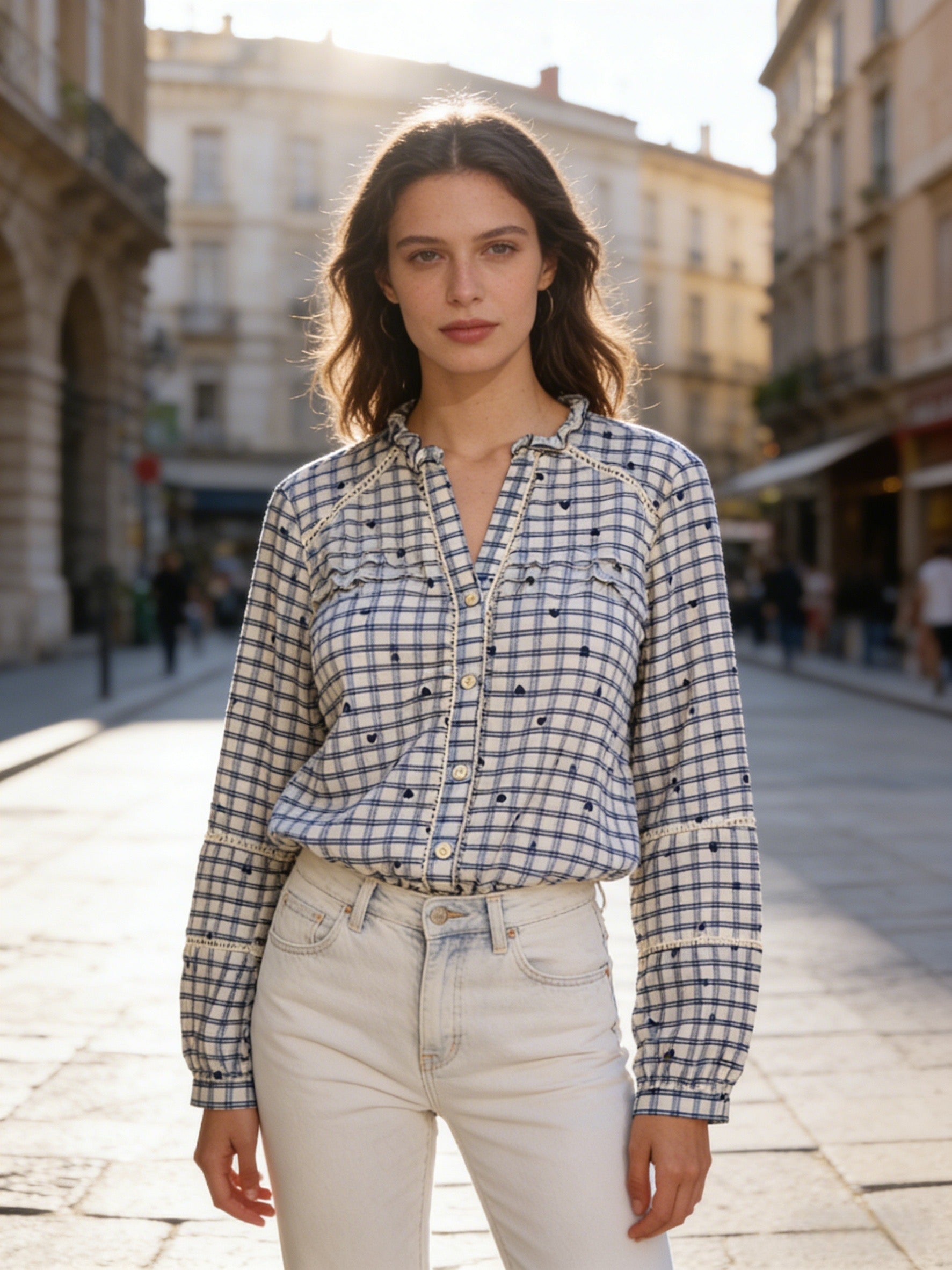 ⚡️ARRIVAGE - Blouse à carreaux et cœurs 💙 LYA bleue