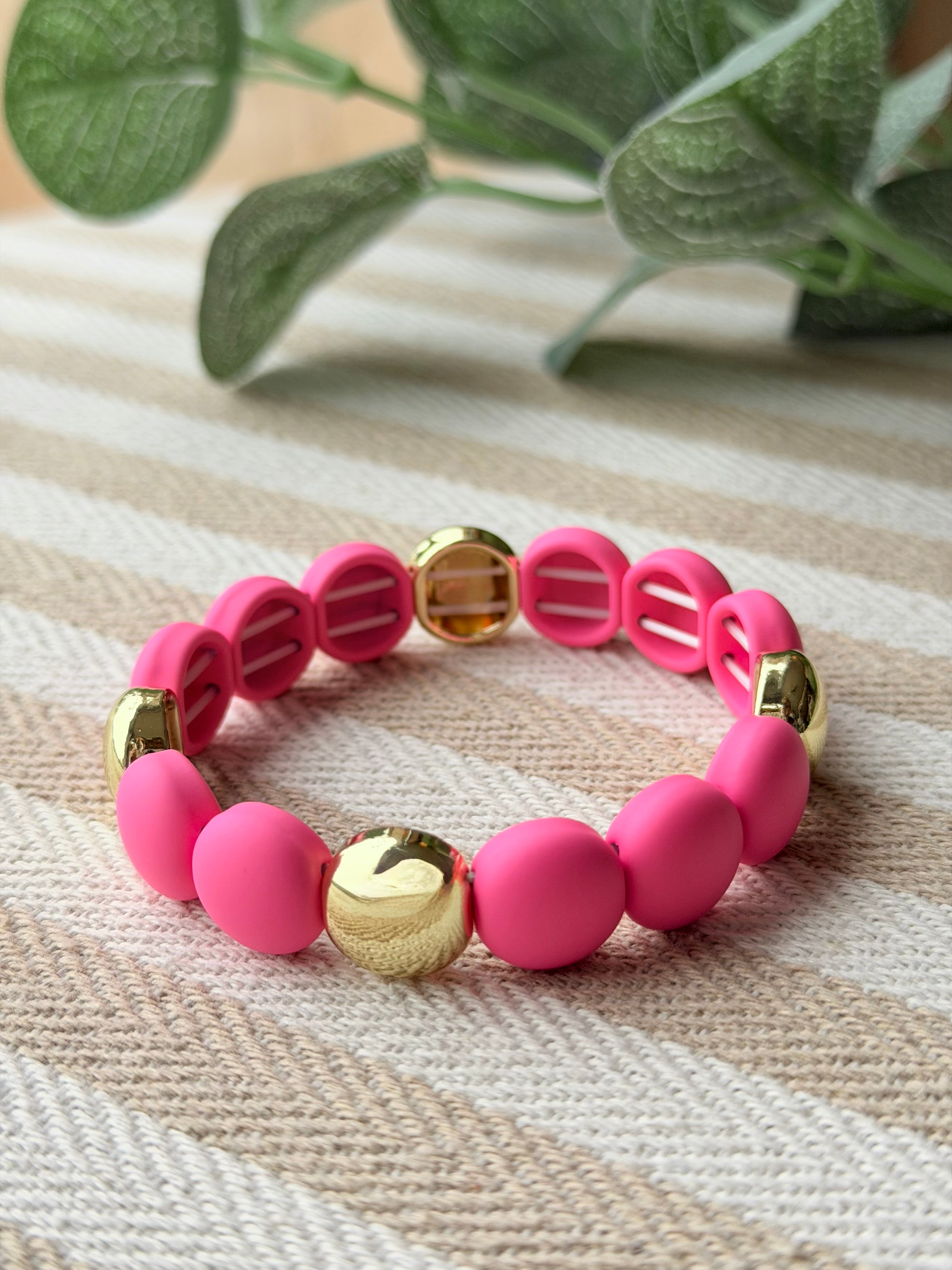 Bracelet élastiqué perles plates NINA