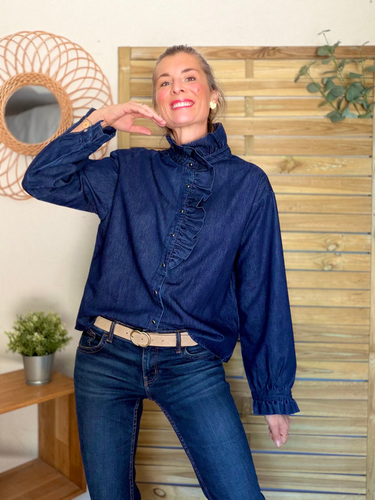 Chemise Denim brut col victorien SOPHIE