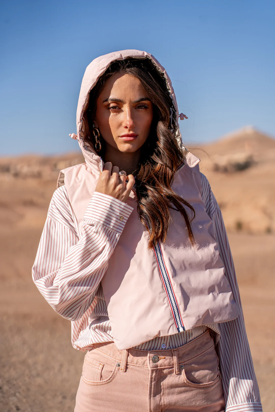 Col capuche amovible réversible  - Rose / Doré DANY - LAURA JO