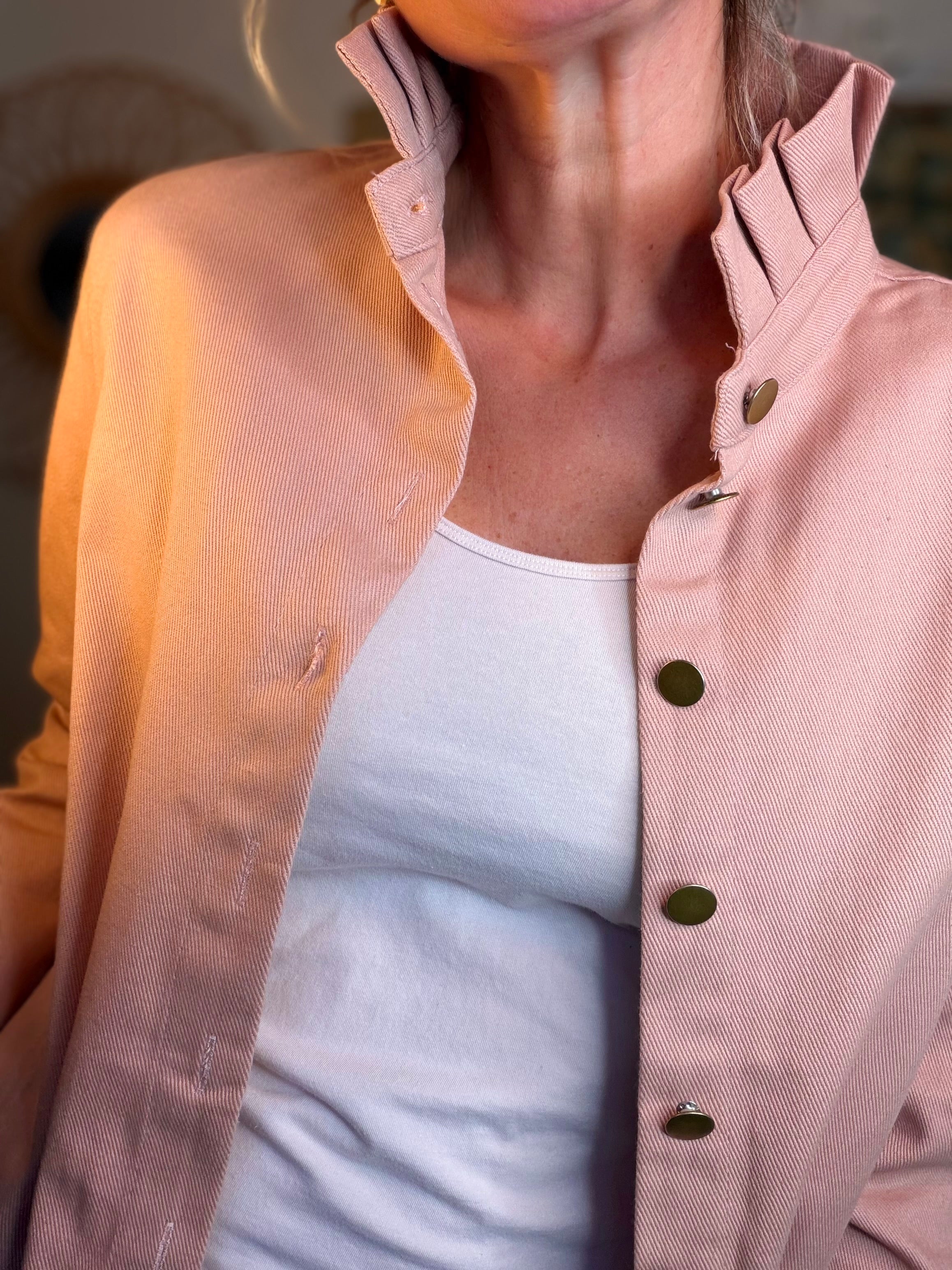 ⚡️ ARRIVAGE - Veste / Chemise en coton, col victorien volanté Beige taupe HILLARY - Rose