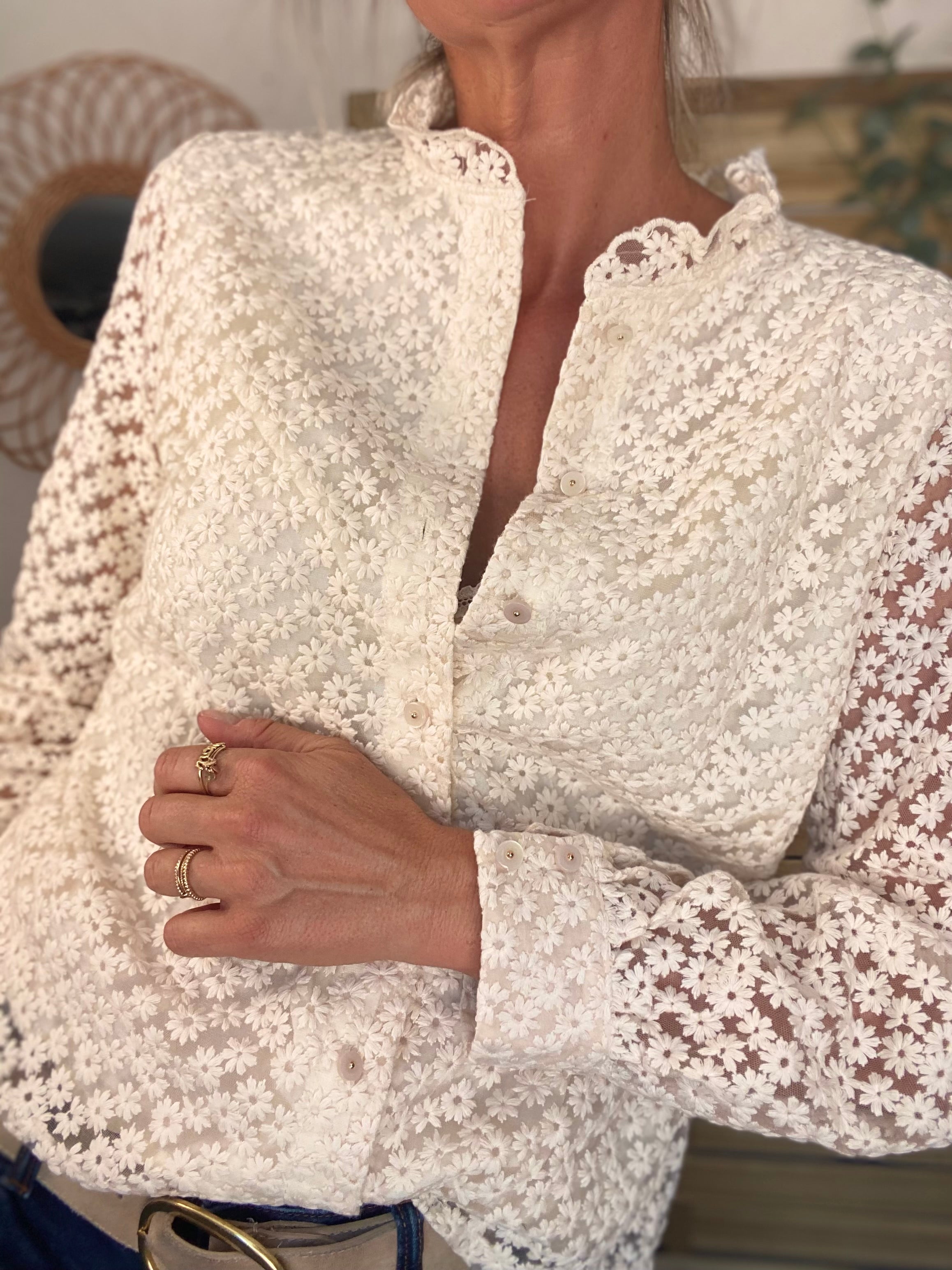 Blouse ajourée crochet ROMANE