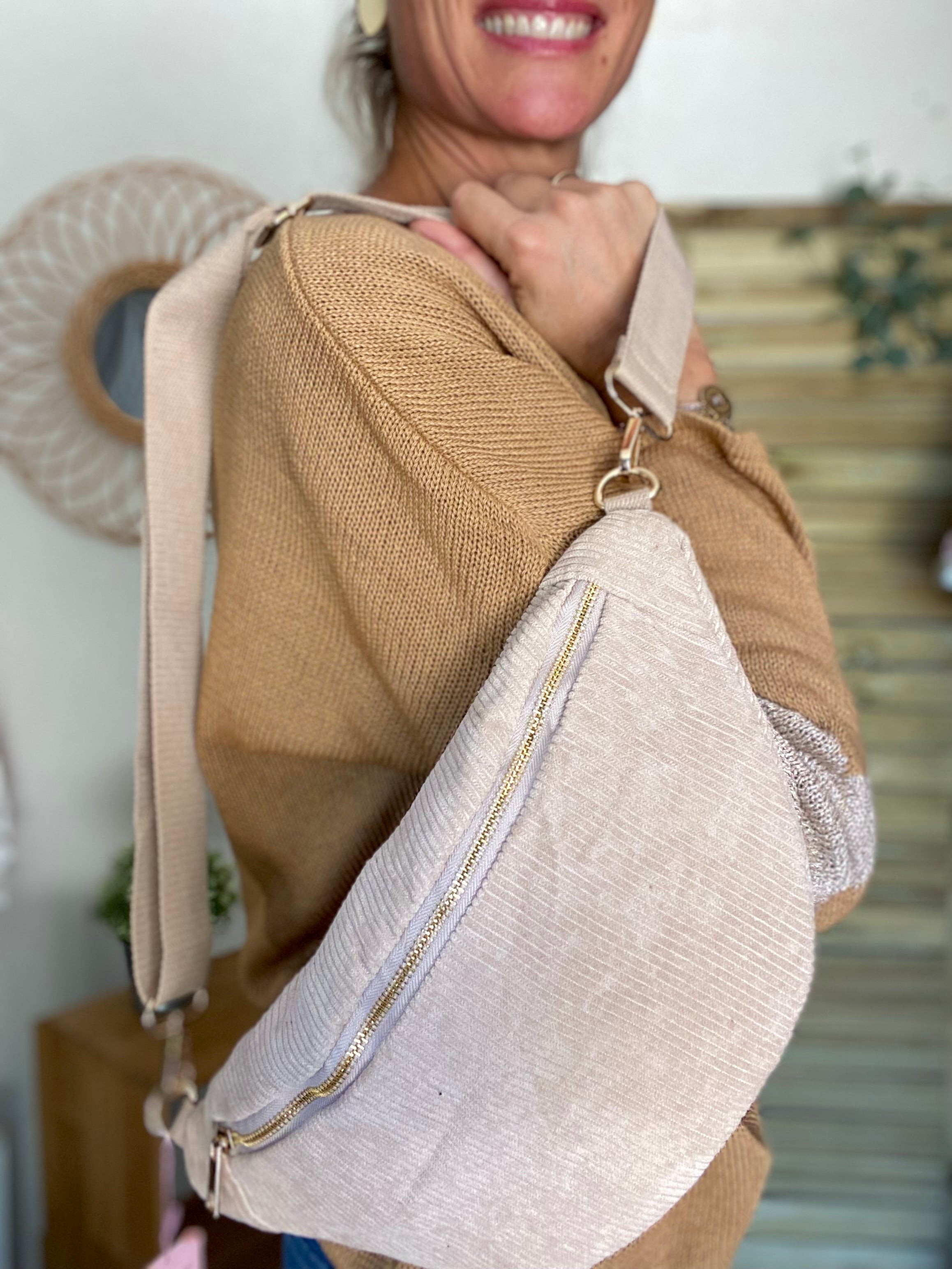 Sac banane XL velours côtelé Ciao Boum - IVY - Beige (20 coloris)