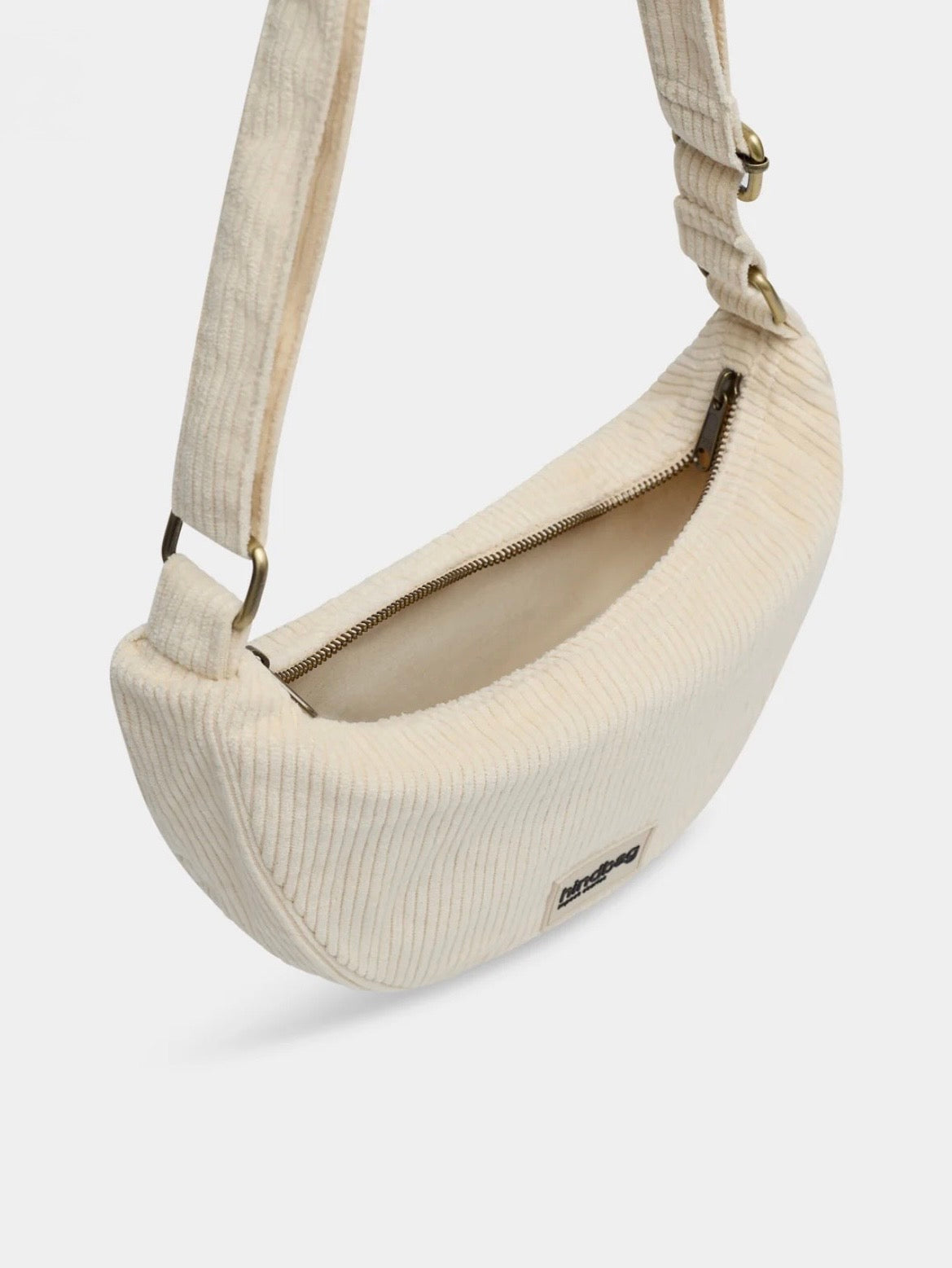 Sac banane demi-lune HINDBAG ANDRÉA Velours beige
