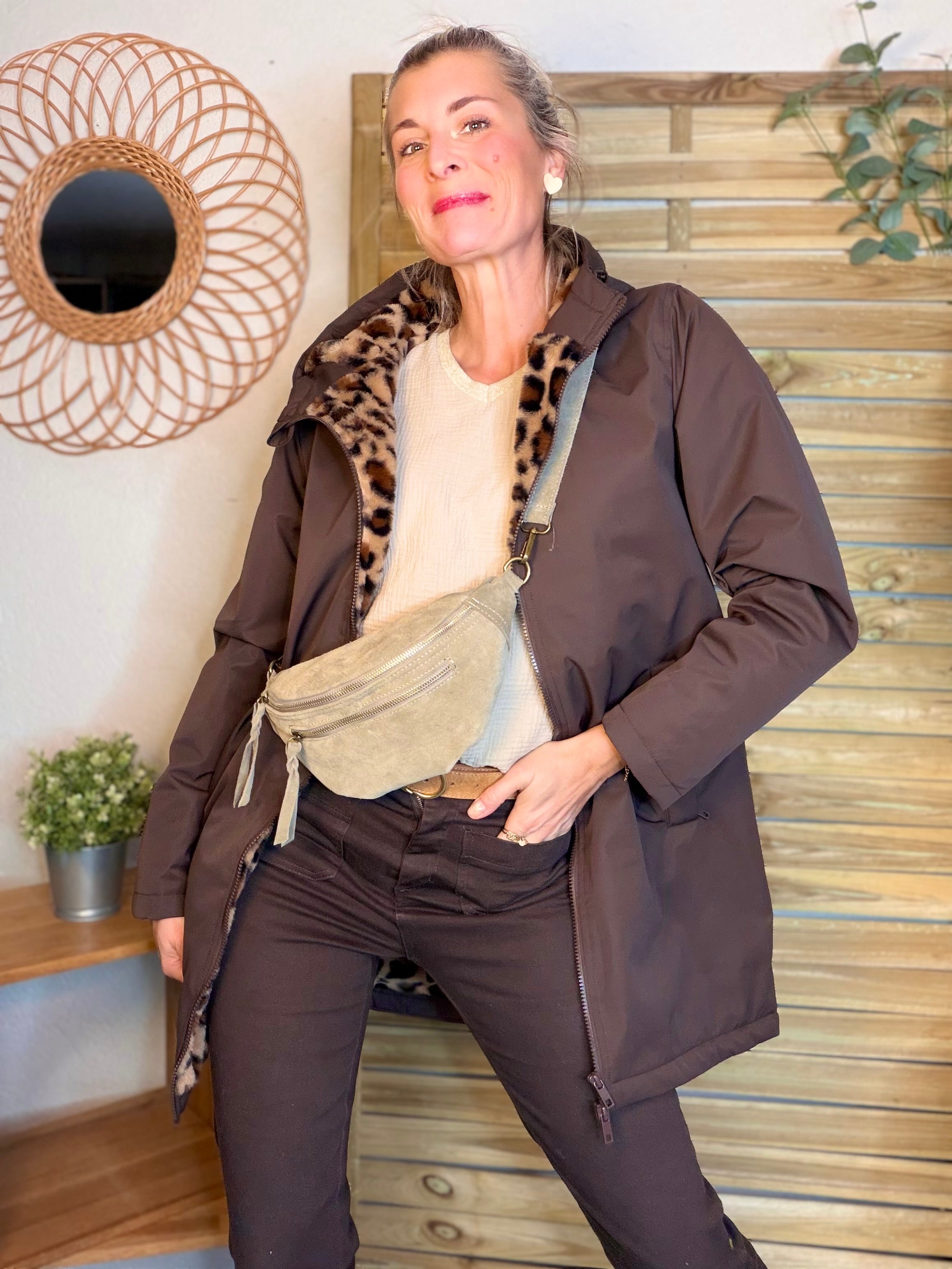 Parka déperlante fourrée Léo ALBANE -  Chocolat