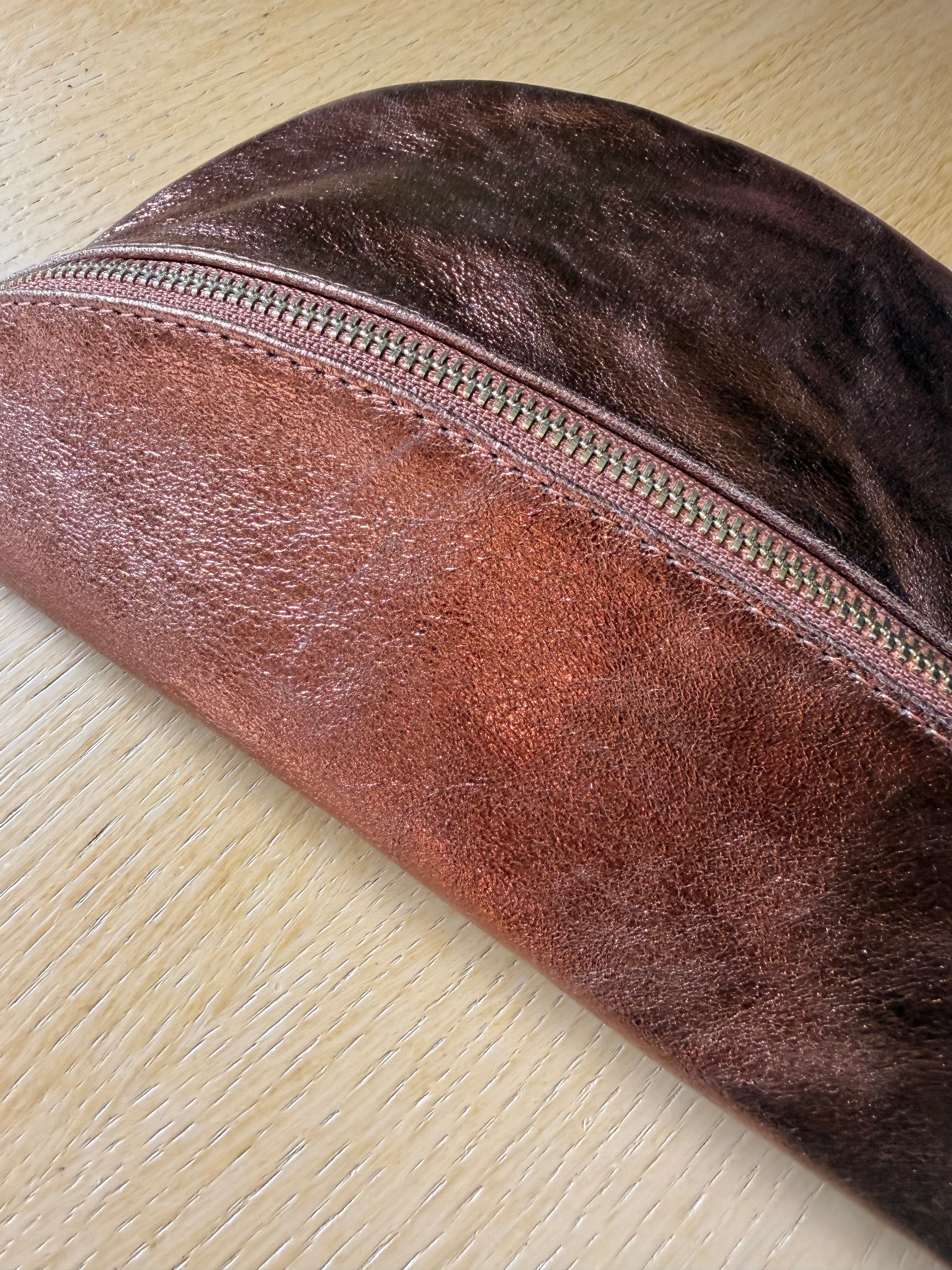 IMPERFECTION - Sac banane XL en cuir irisé 30cm - JANIS - Camel