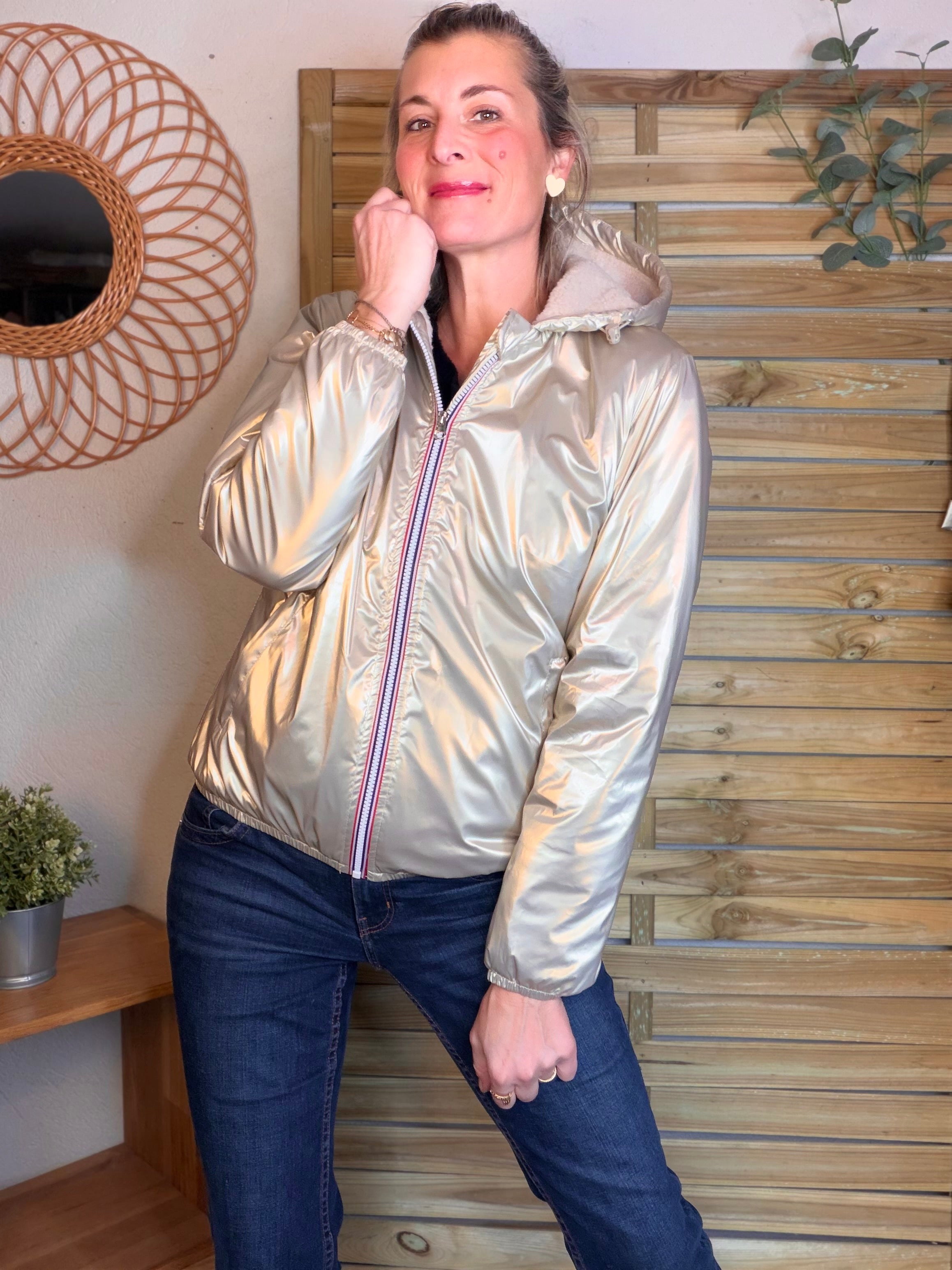 Parka Imperméable LOUISE COURT sherpa - Doré - LAURA JO (DÉSTOCKAGE sur Taille L)