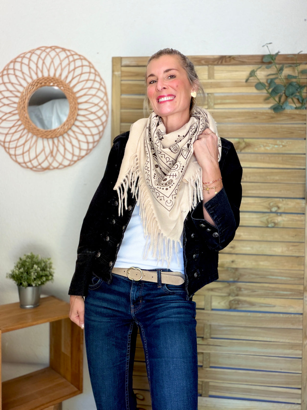 Écharpe Bandana Beige
