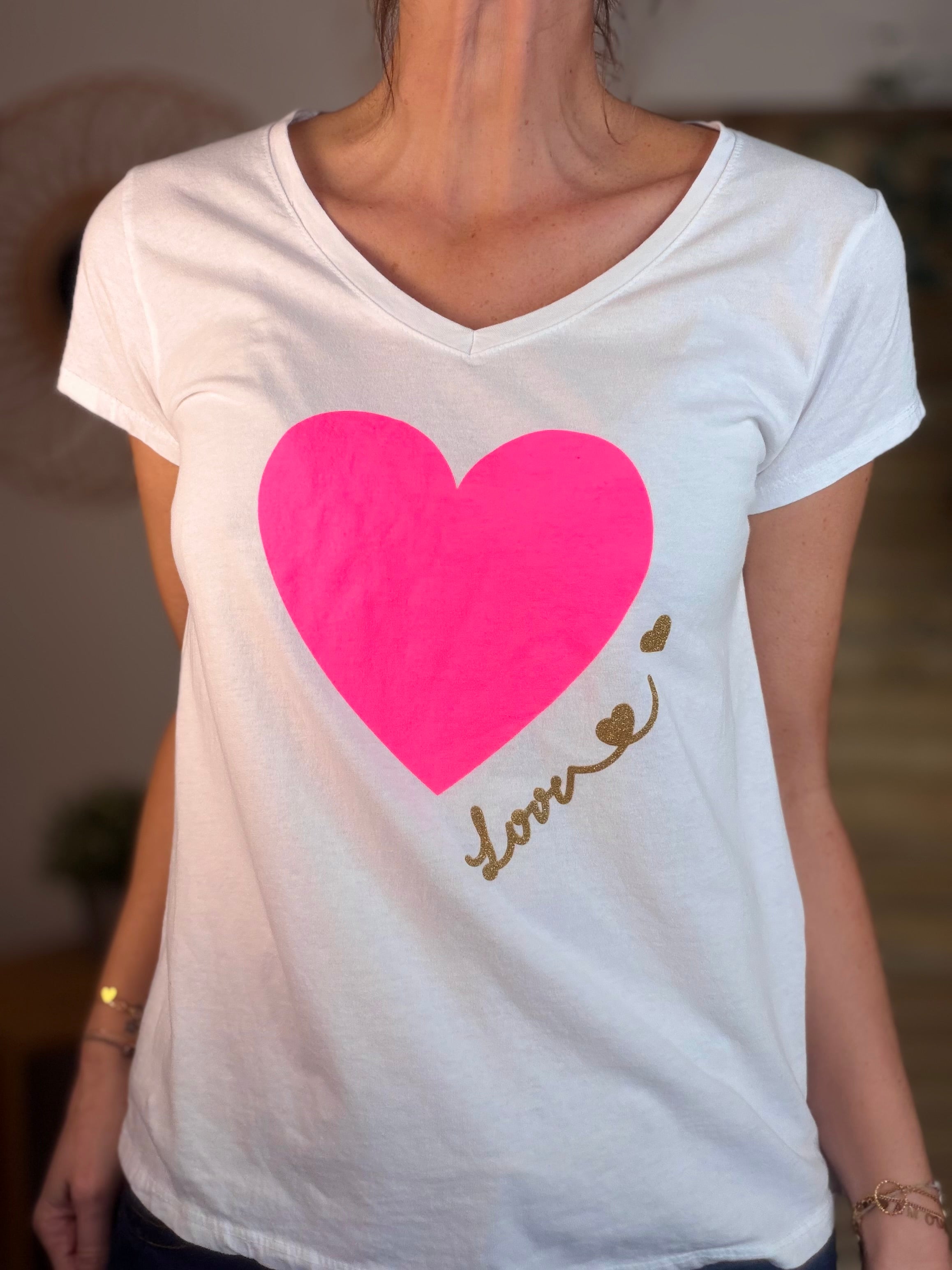 Tee shirt Gros Coeur Fuschia VERA 🩷