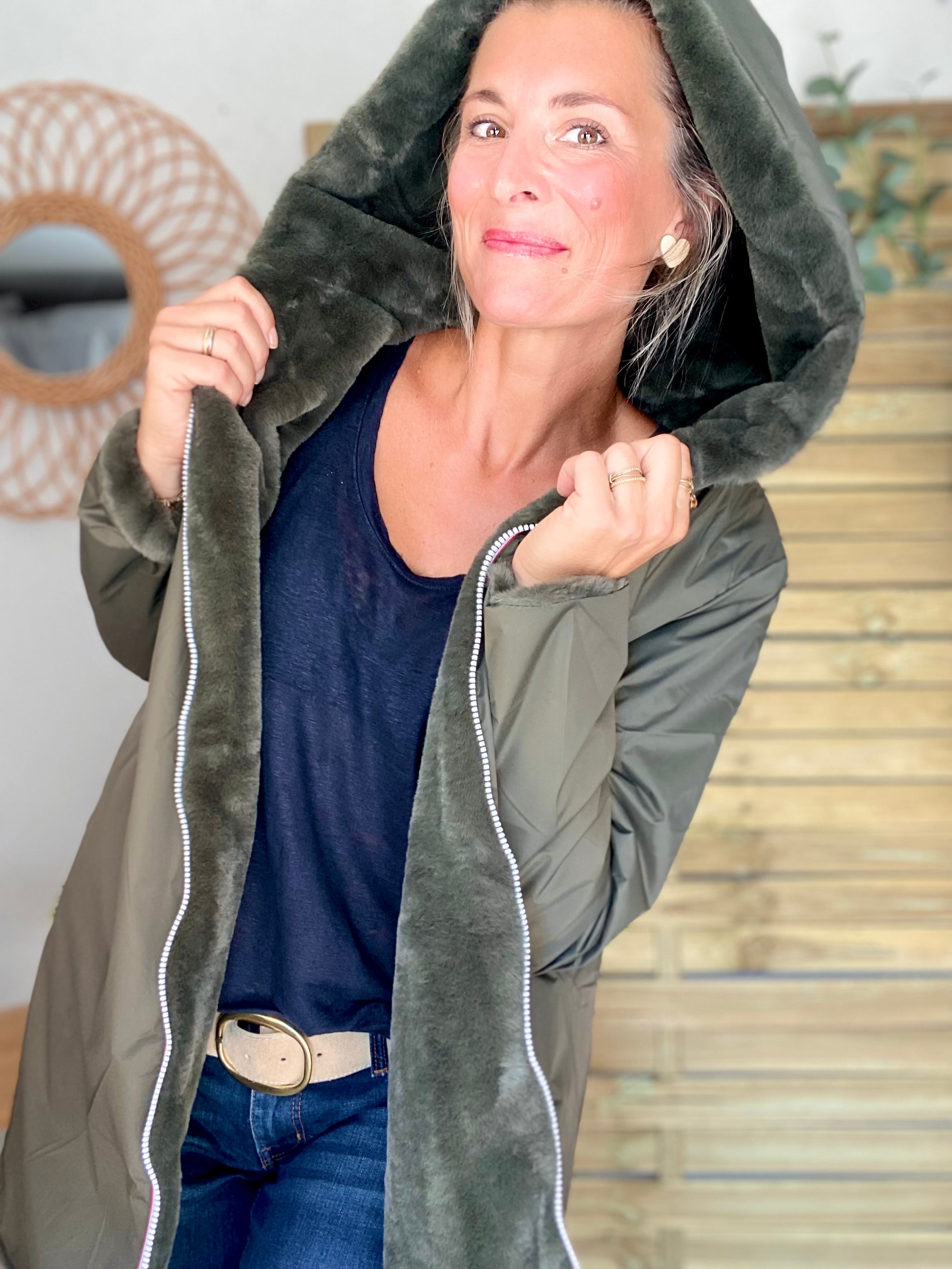 Parka Imperméable réversible fourrée Kaki / Kaki ALIX - LAURA JO