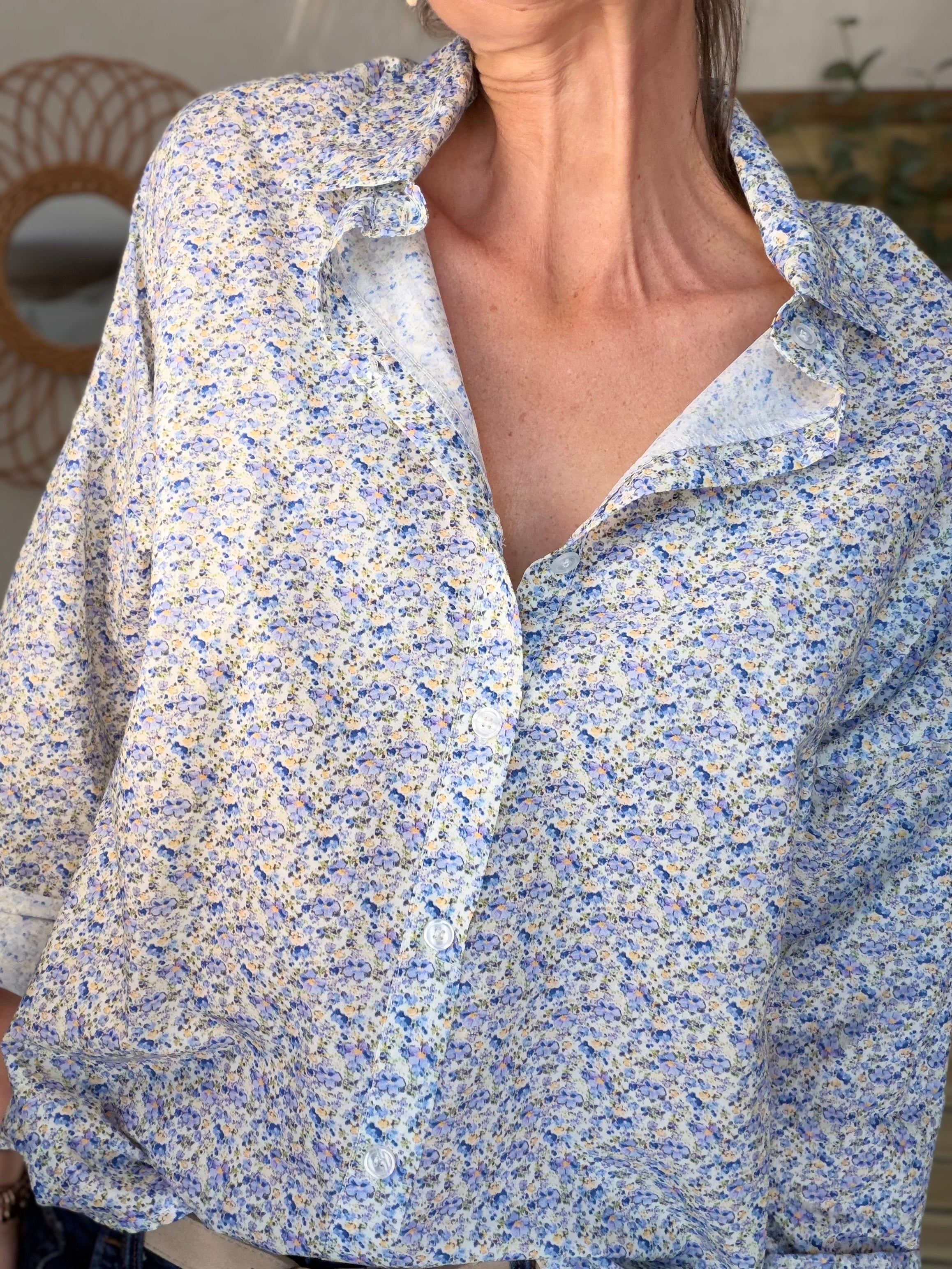 Chemise imprimée Liberty AZÉLIE Bleu