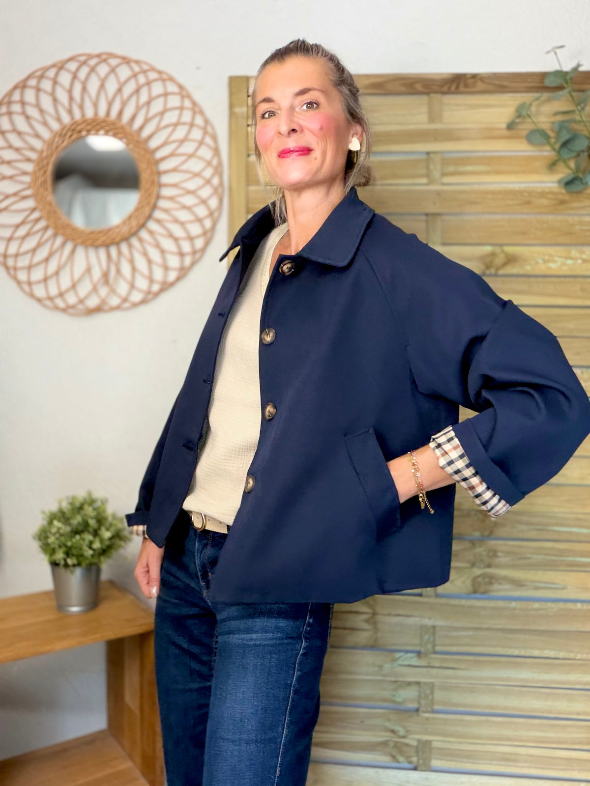 ⚡️ ARRIVAGE • Veste Trench, doublure à carreaux DANA Bleu marine