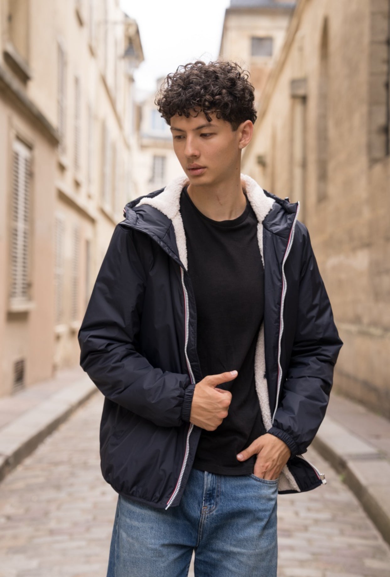 Parka Imperméable Homme LOUIS* COURT fourré sherpa - Bleu marine - Laura Jo