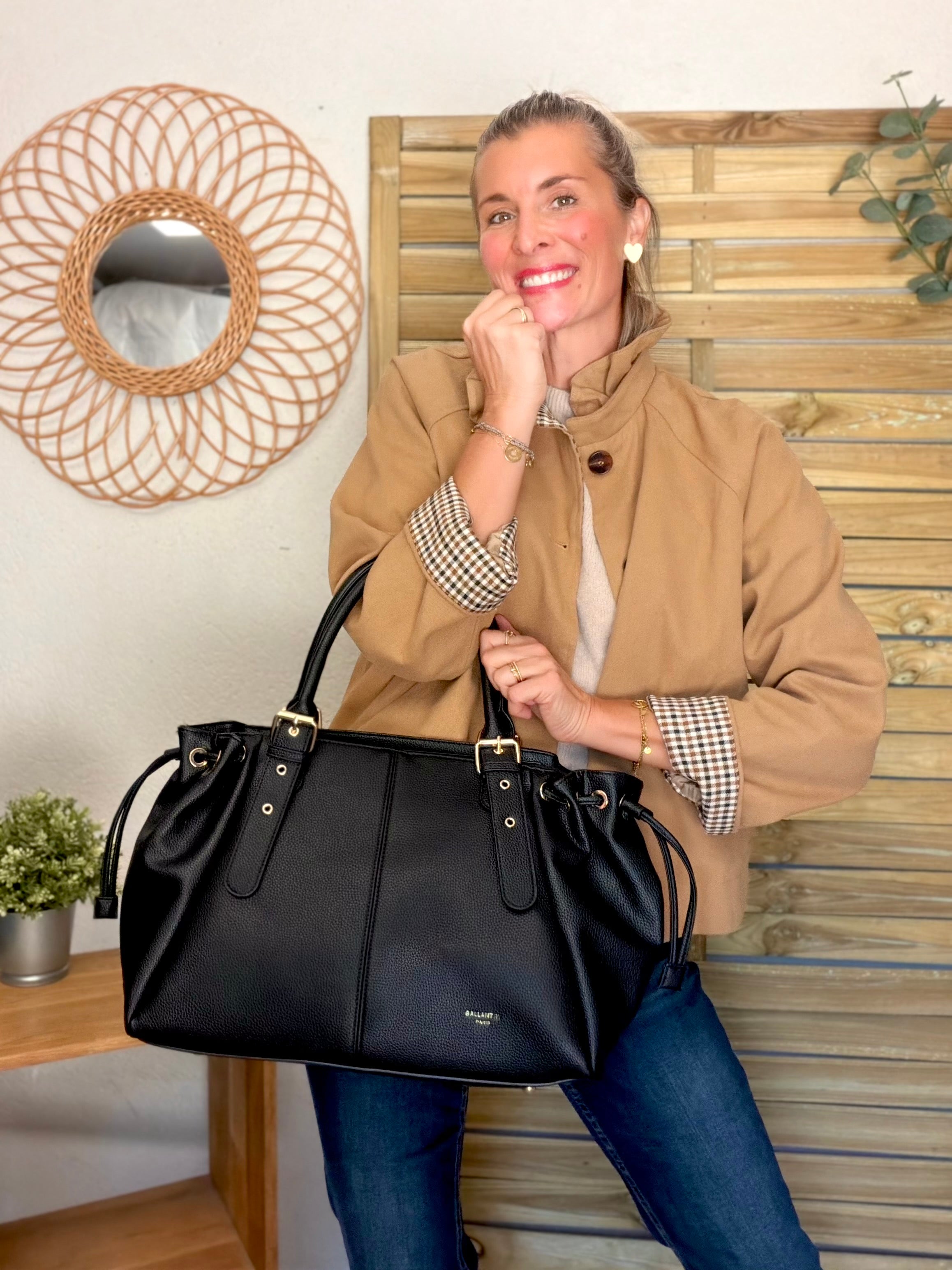 Sac cabas XL simili cuir CLÉA Noir