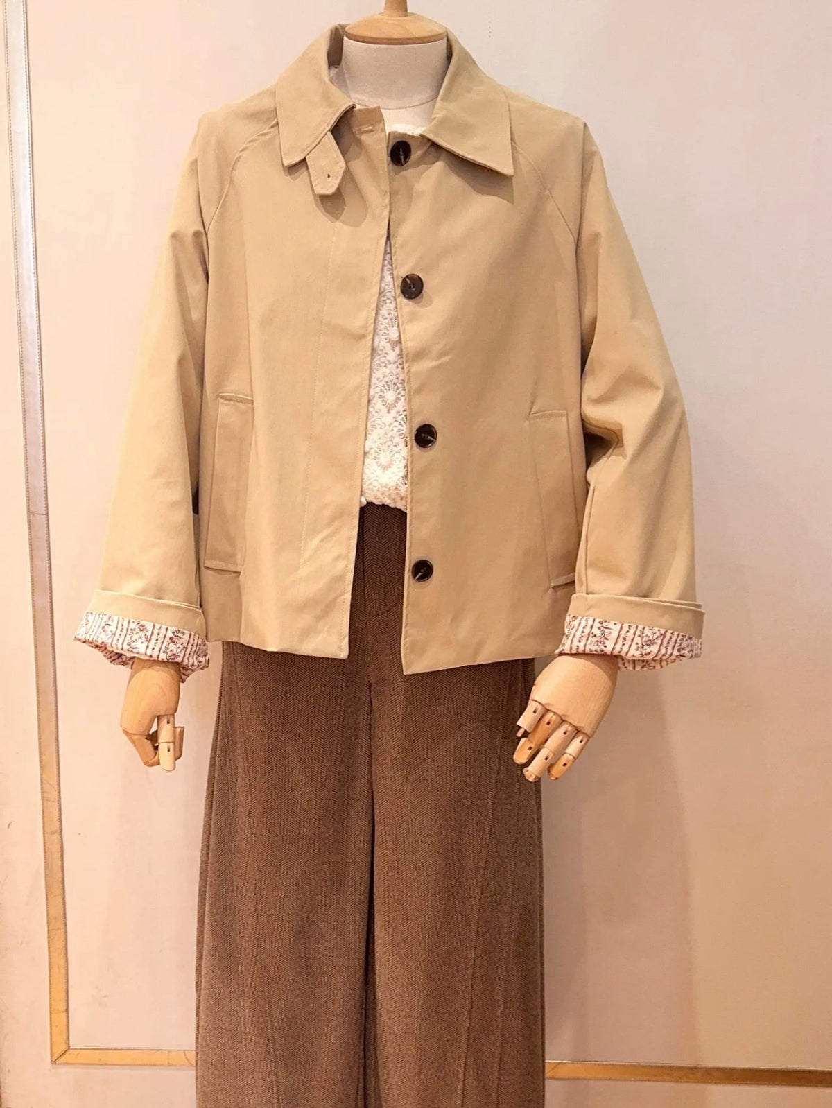Veste Trench avec Liberty - MADELEINE Beige