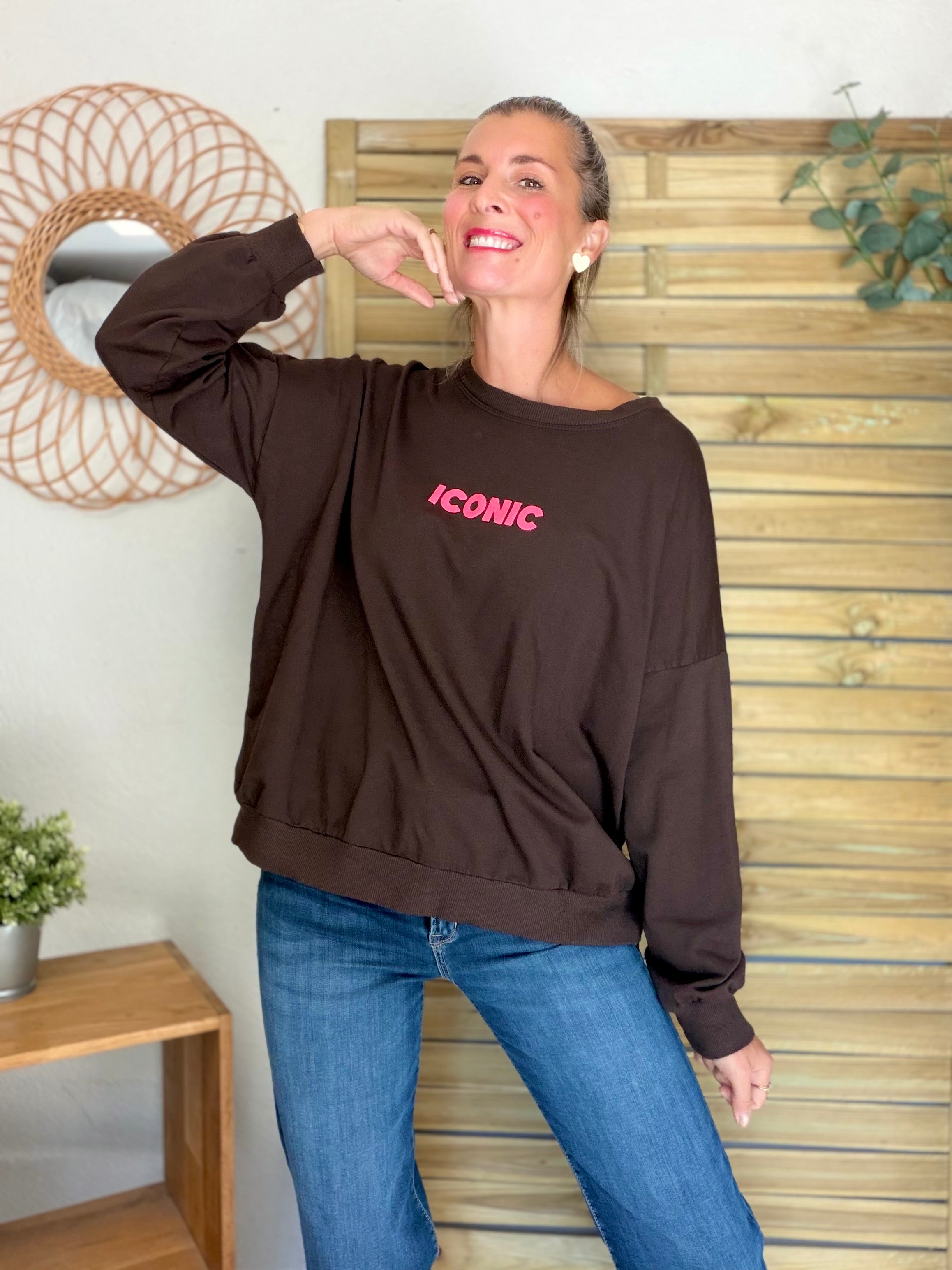 Sweat ICONIC léger 100% coton FAUSTINE Chocolat (taille 36 à 46)