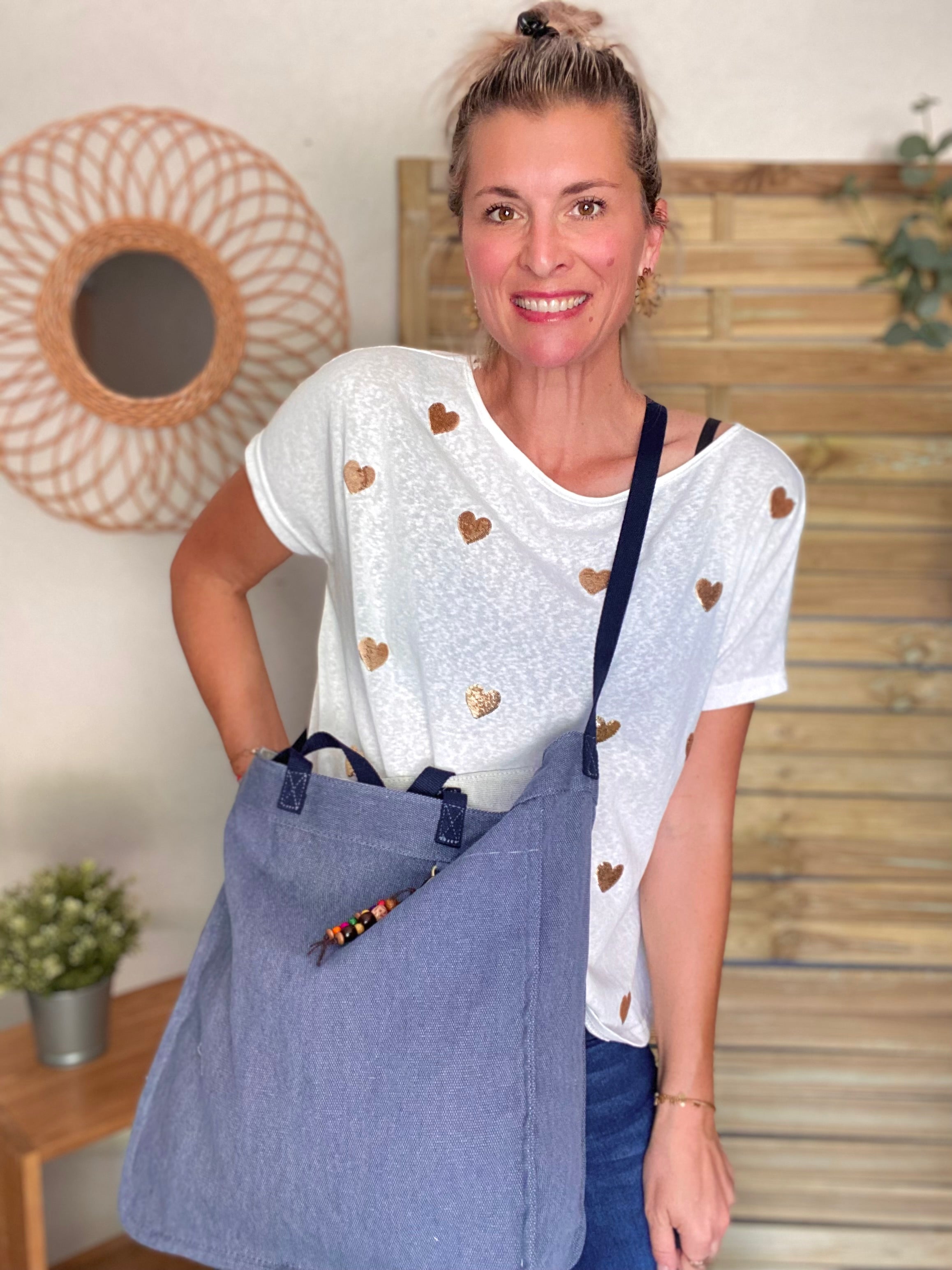 Sac cabas en toile de coton PACEY - Bleu Jean