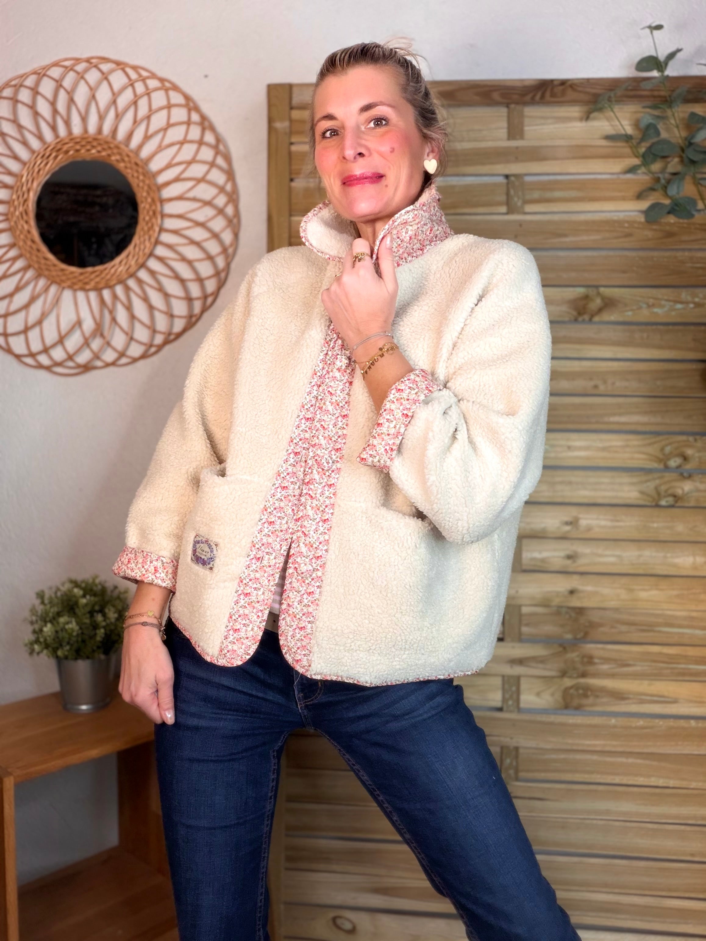 Veste Sherpa et fleurs LÉONIE