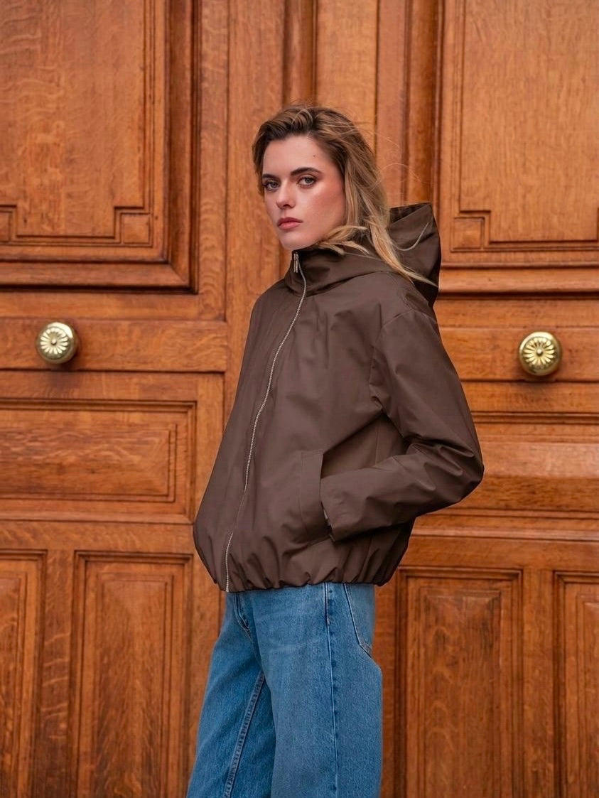 LAURA JO - Imperméable ÉLÉA court - Chocolat