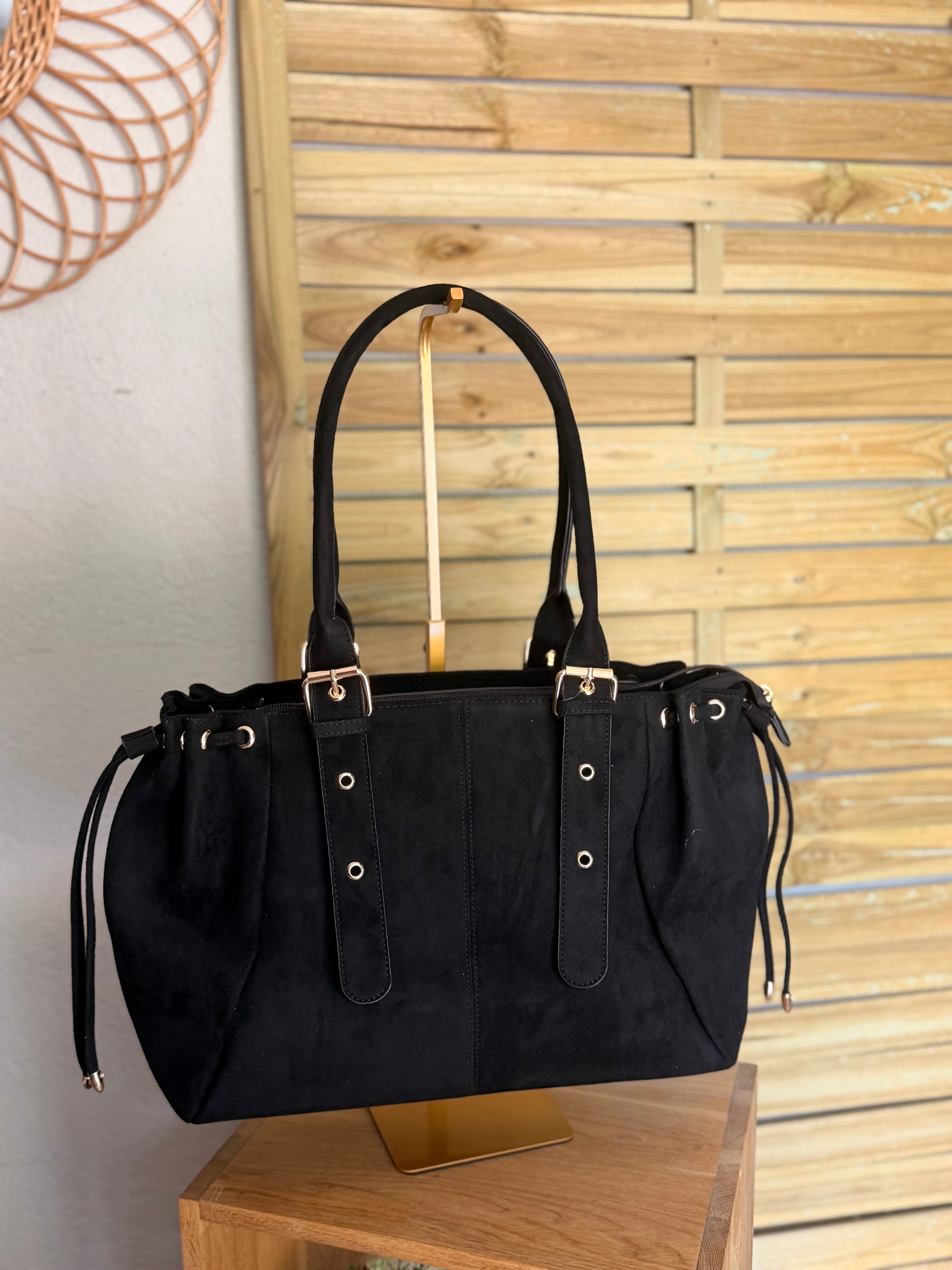 Sac cabas XL simili daim CLÉO Noir
