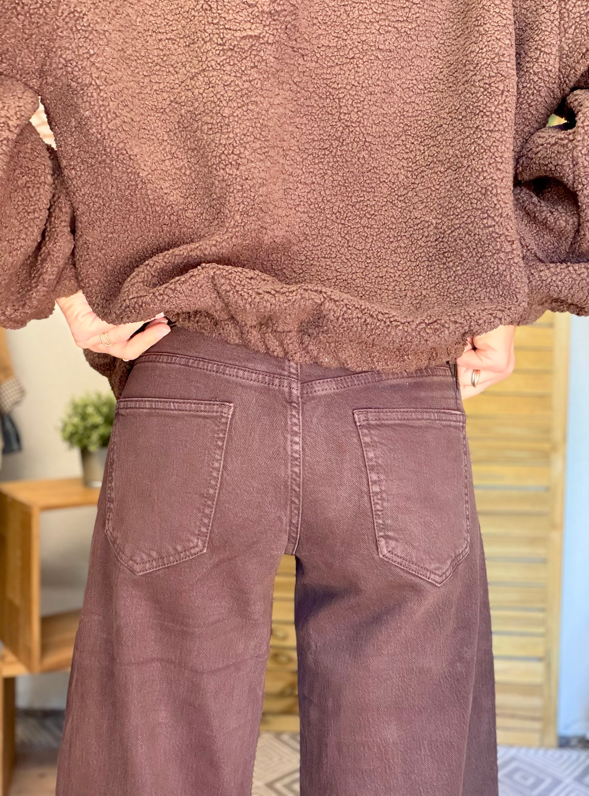 Pantalon Jean coupe barrel LÉON Chocolat