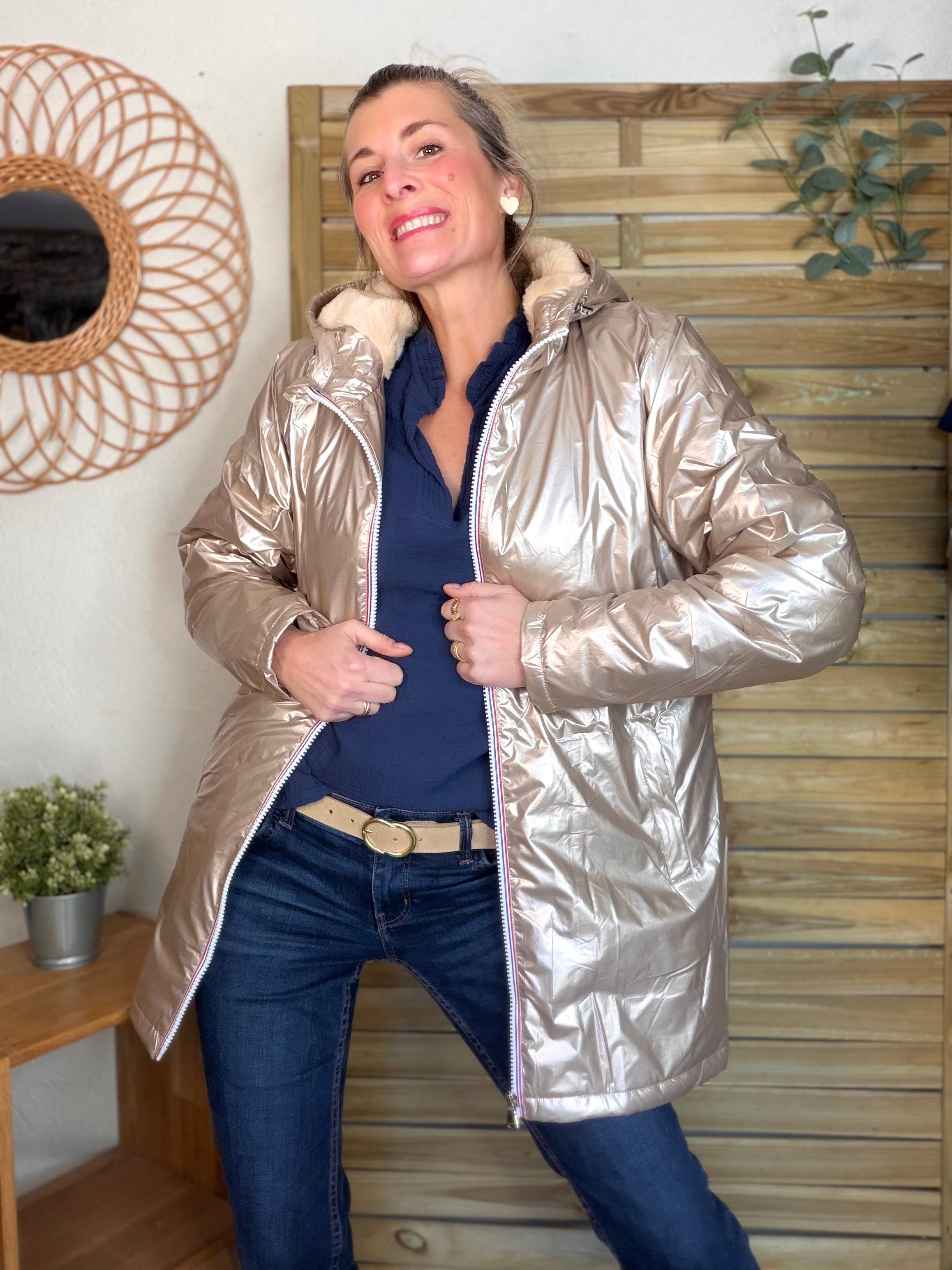 ⚡️ ARRIVAGE - Parka Imperméable fourré ALICE - Beige rosé