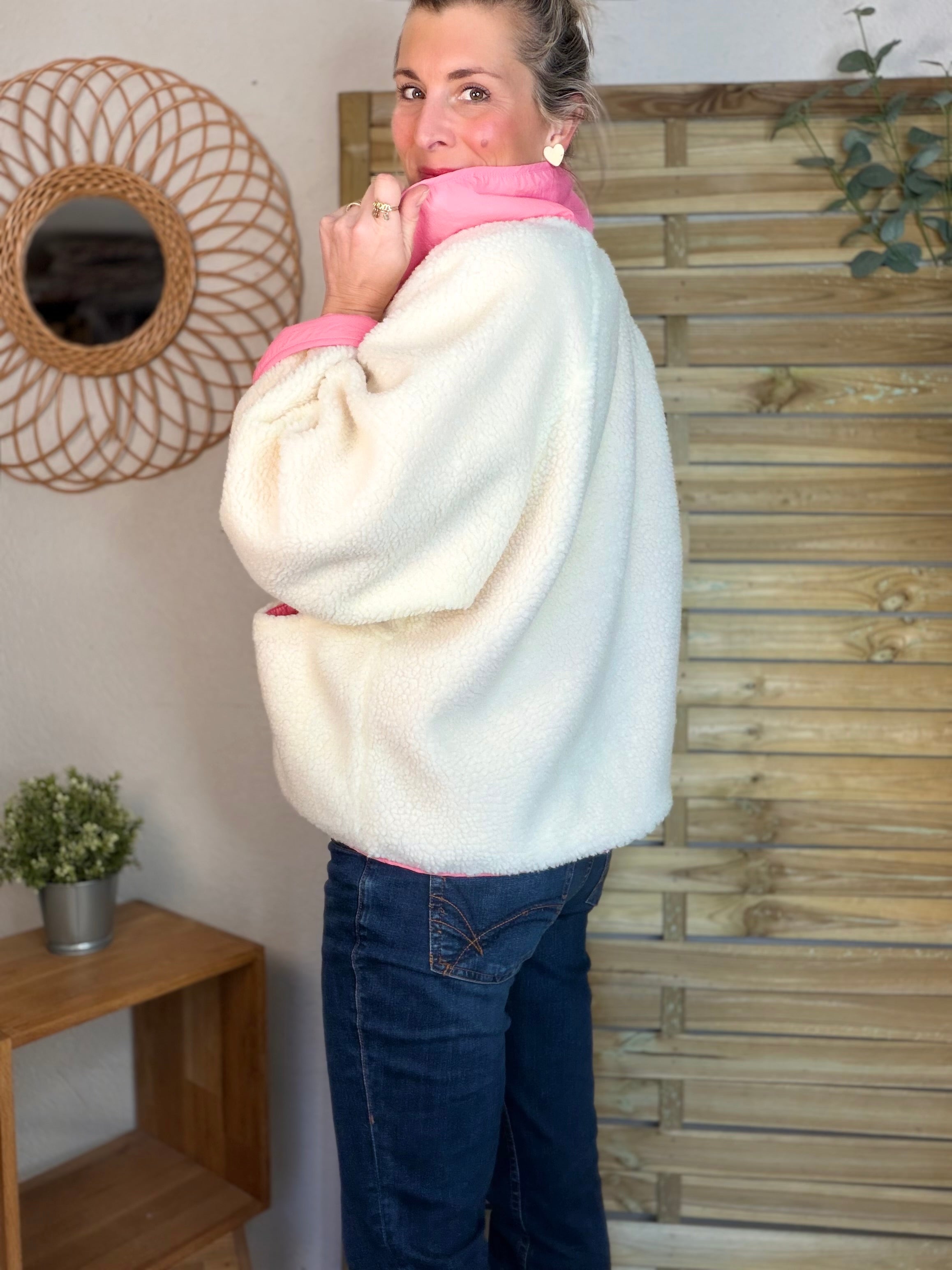 Veste matelassée réversible Sherpa AMÉLIE Rose