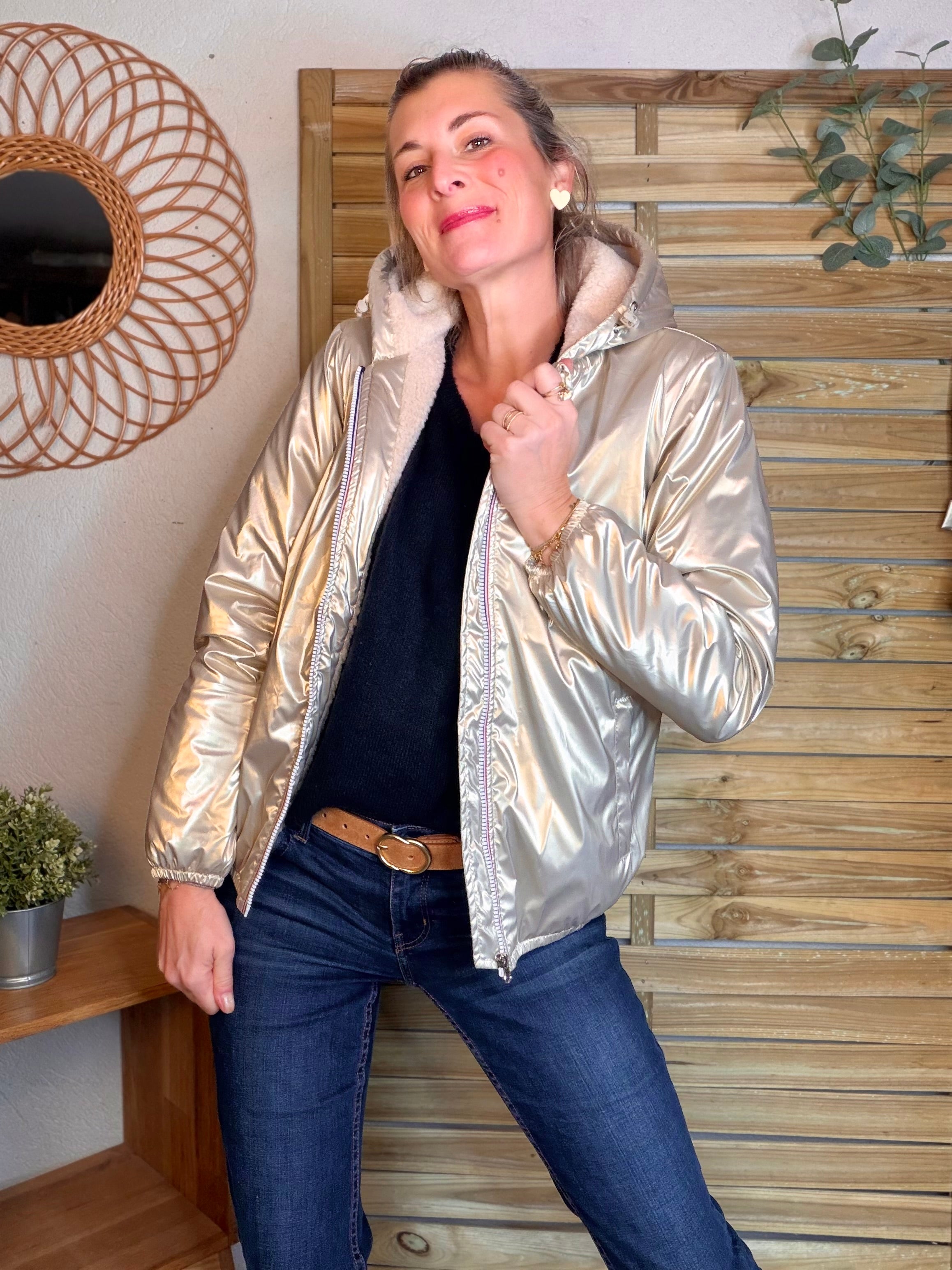 Parka Imperméable LOUISE COURT sherpa - Doré - LAURA JO (DÉSTOCKAGE sur Taille L)