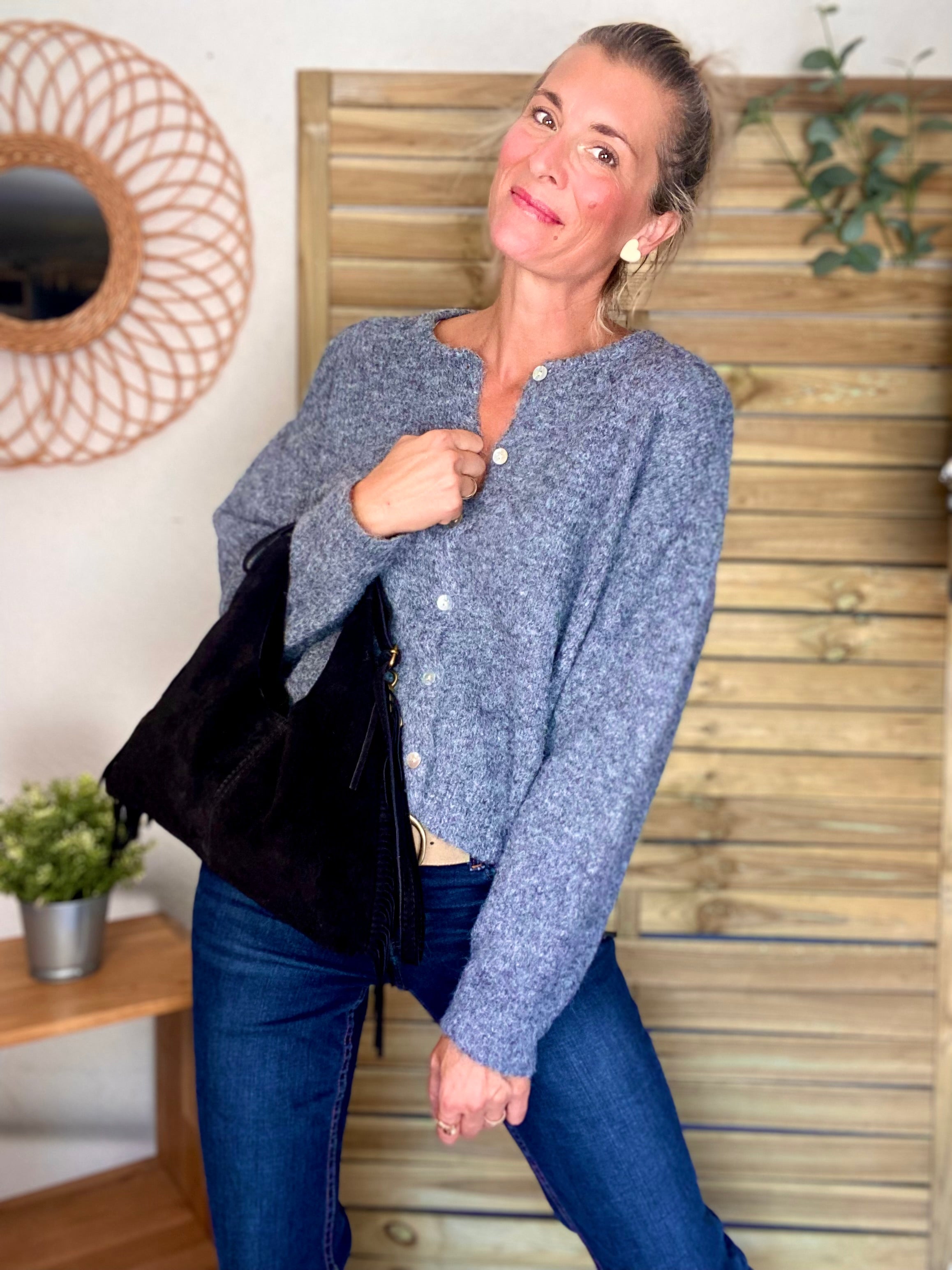 Gilet en maille SYDNEY - Gris chiné