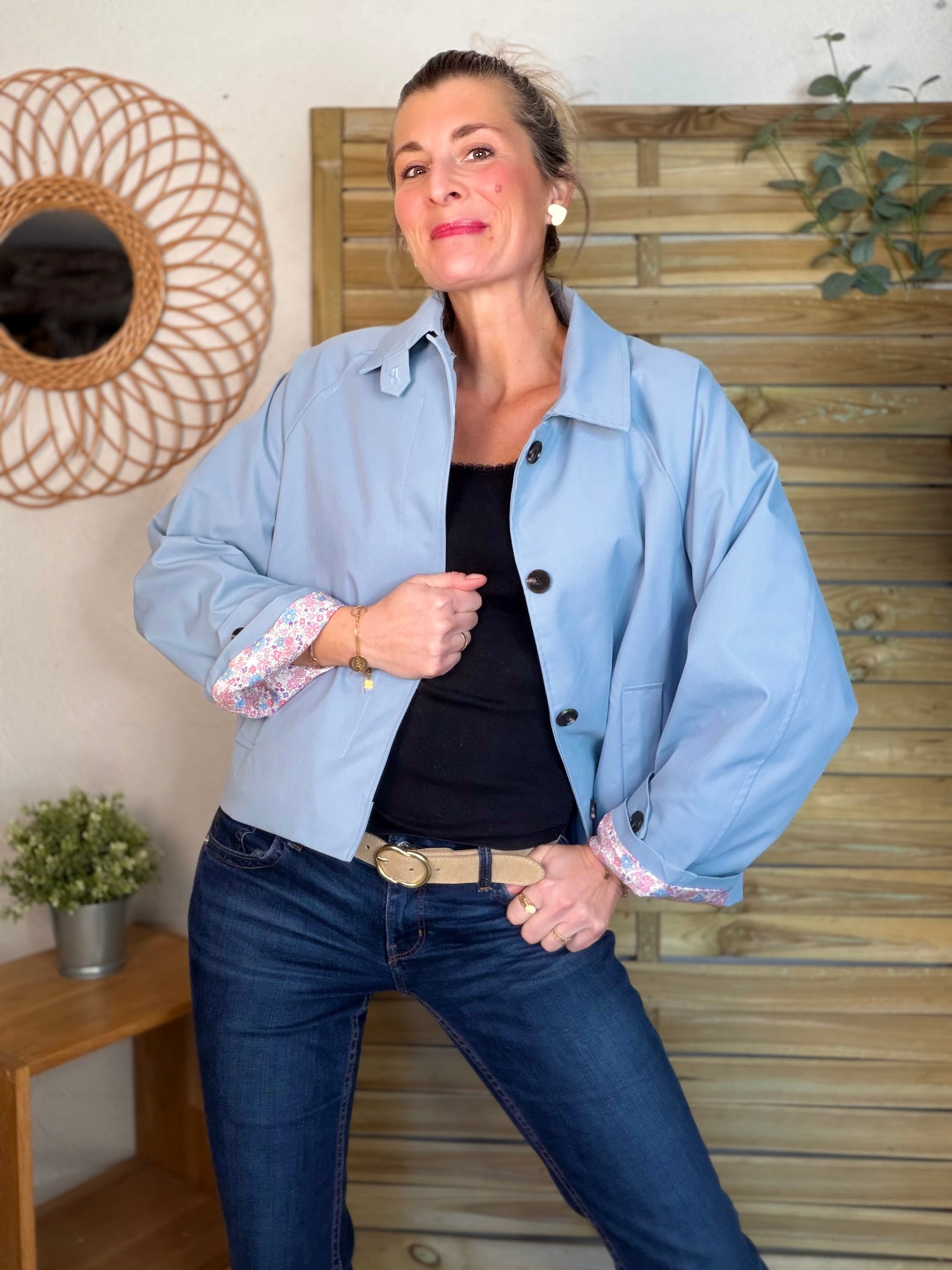 Veste Trench avec Liberty - MADELEINE Bleu ciel