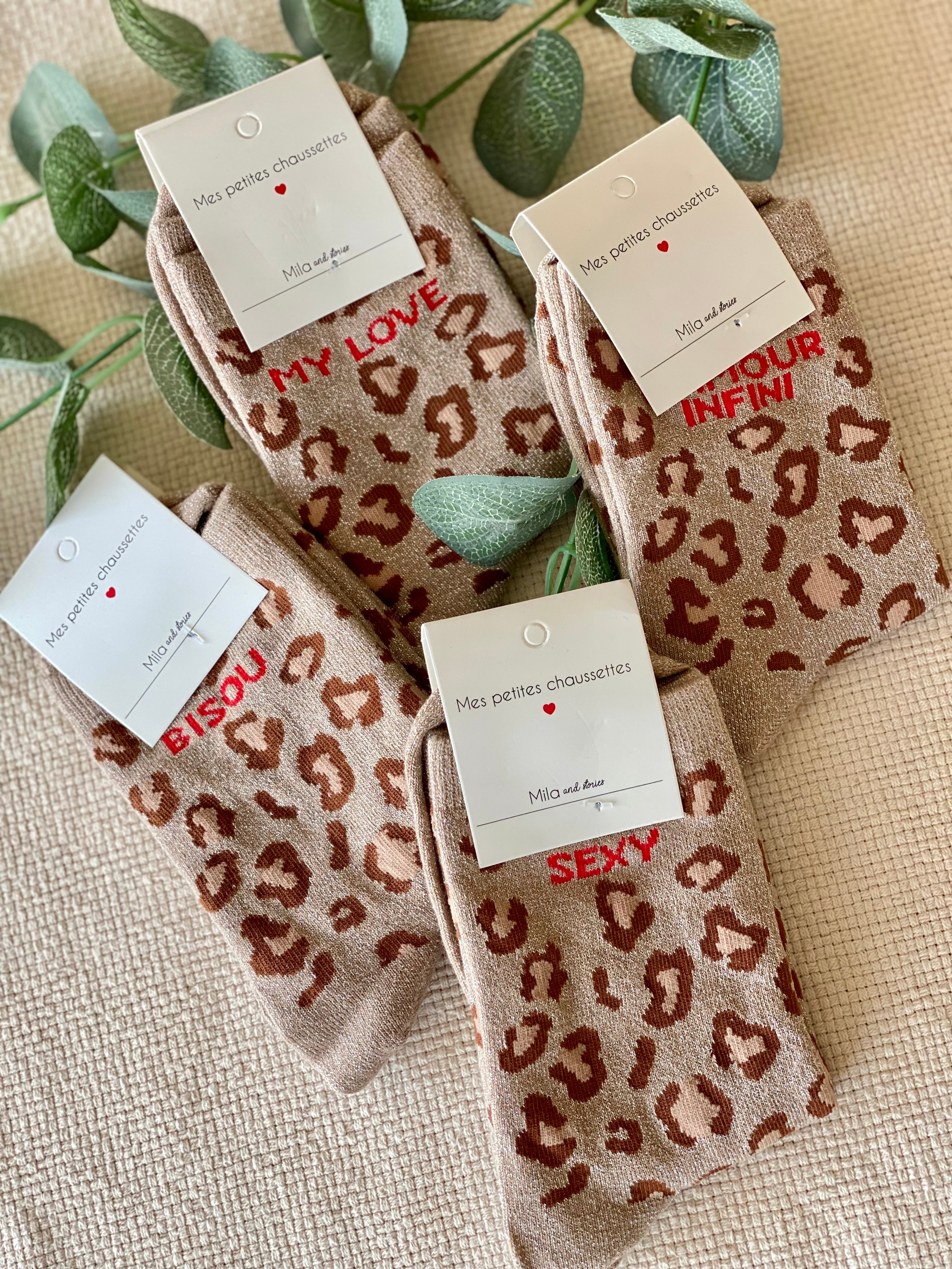 Chaussettes ZORA - Léo taupe 🐆