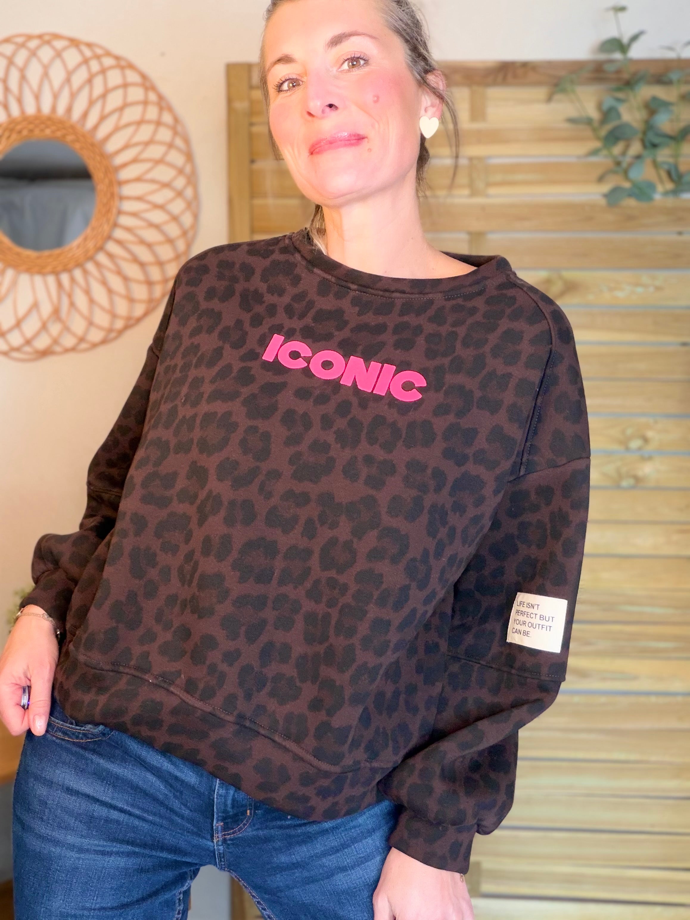 Sweat molleton imprimé Léo choco ICONIC 🐆 MANON