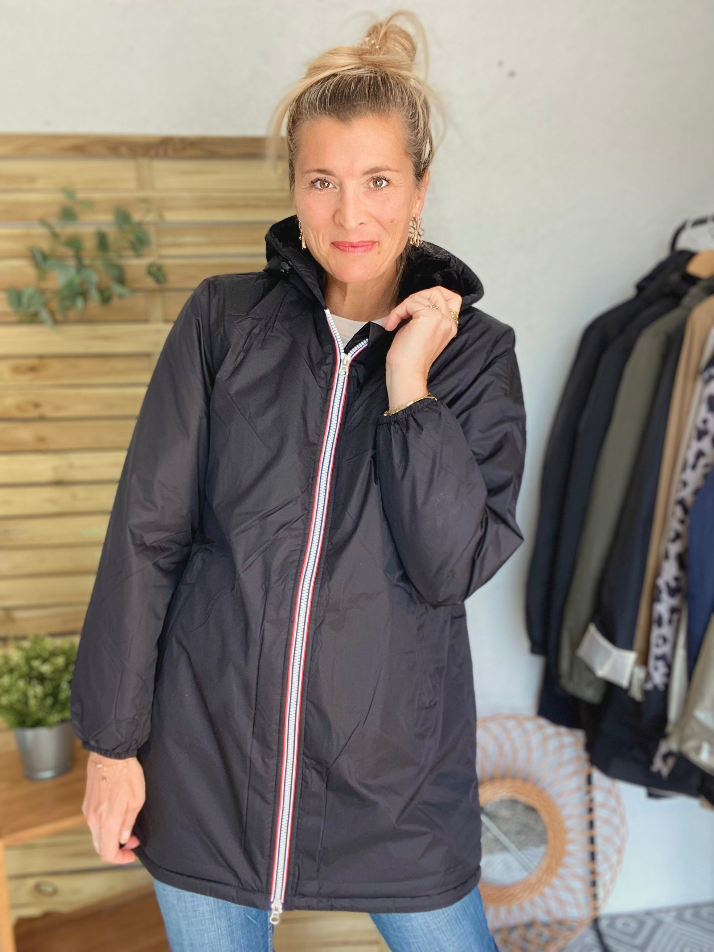 Parka Imperméable LOUISE LONG fourré - Noir - Laura Jo