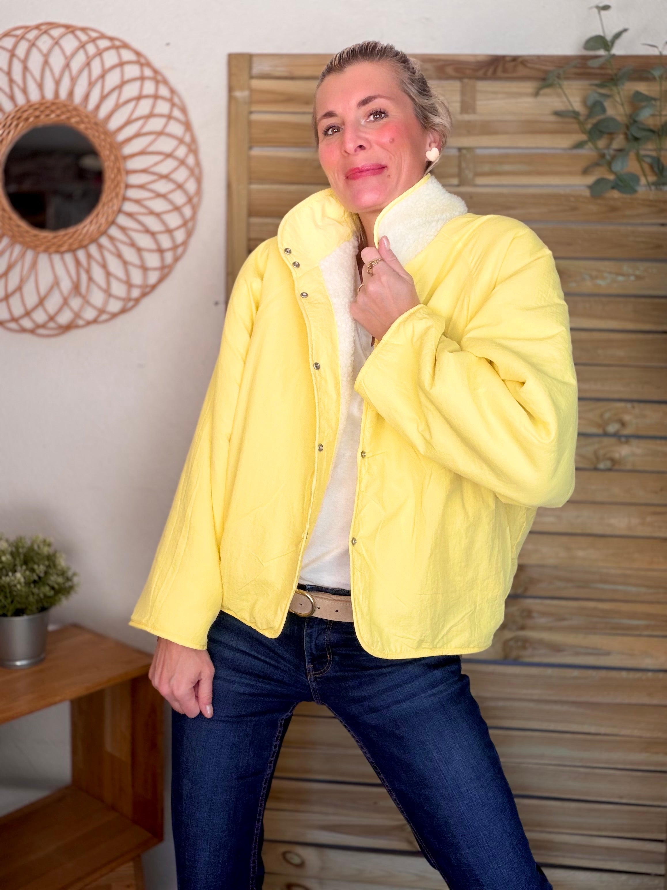 Veste matelassée réversible Sherpa AMÉLIE Jaune