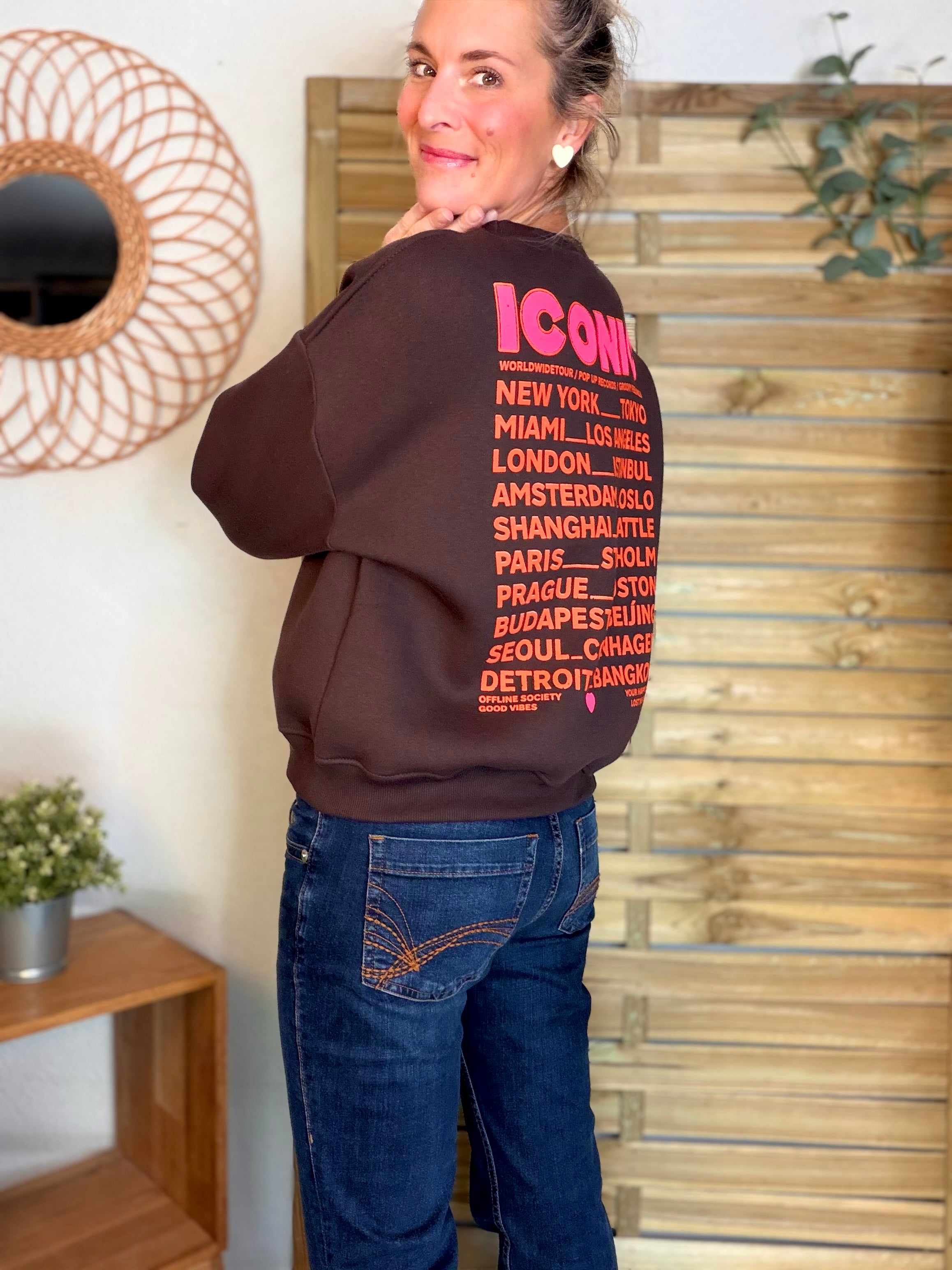 Sweat ICONIC molleton CAPUCINE - Chocolat