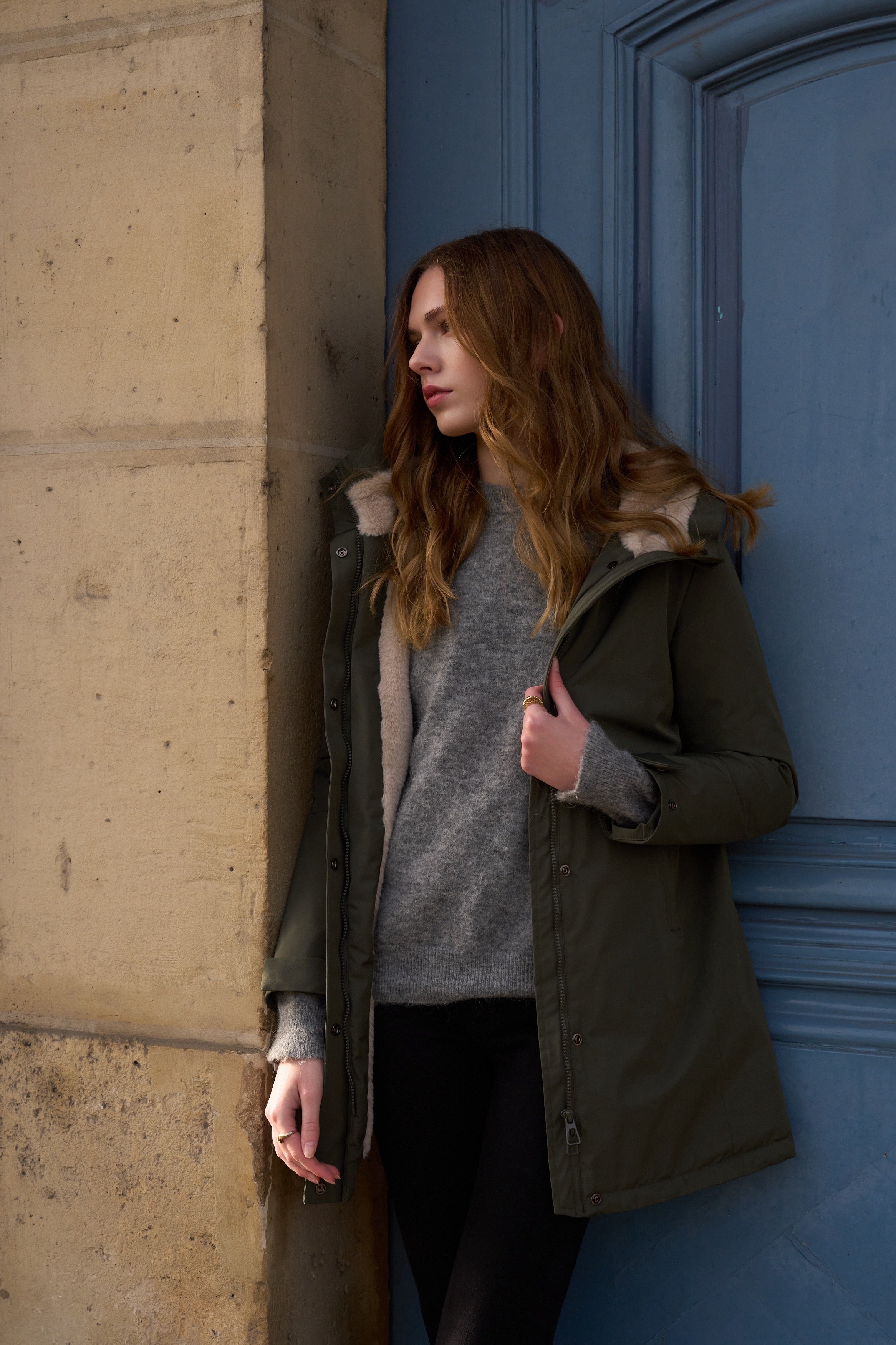 Parka fourrée imperméable AMBRE - Kaki / Beige - LAURA JO