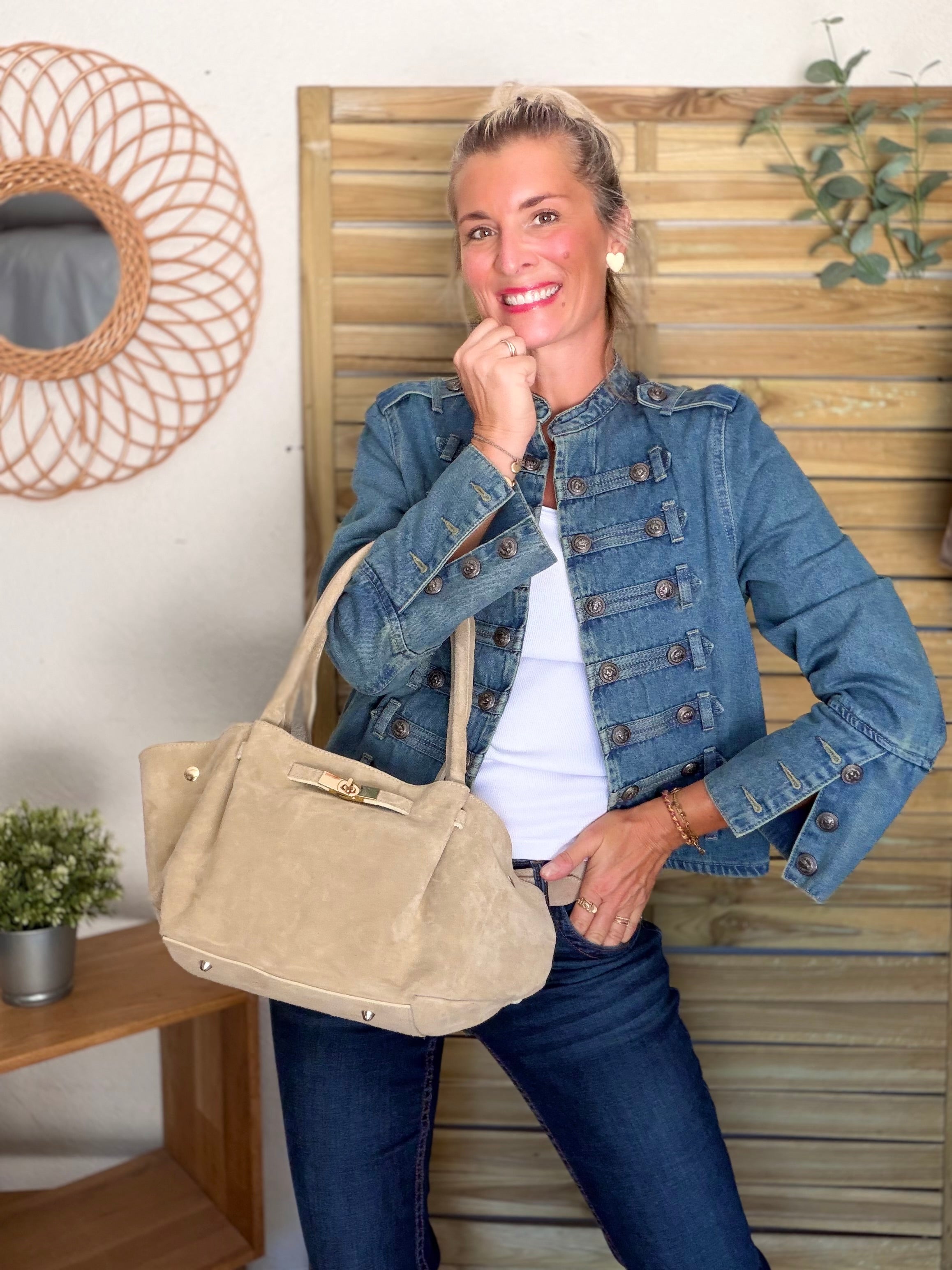 Veste courte en jean NAPOLÉON - Bleu Jean