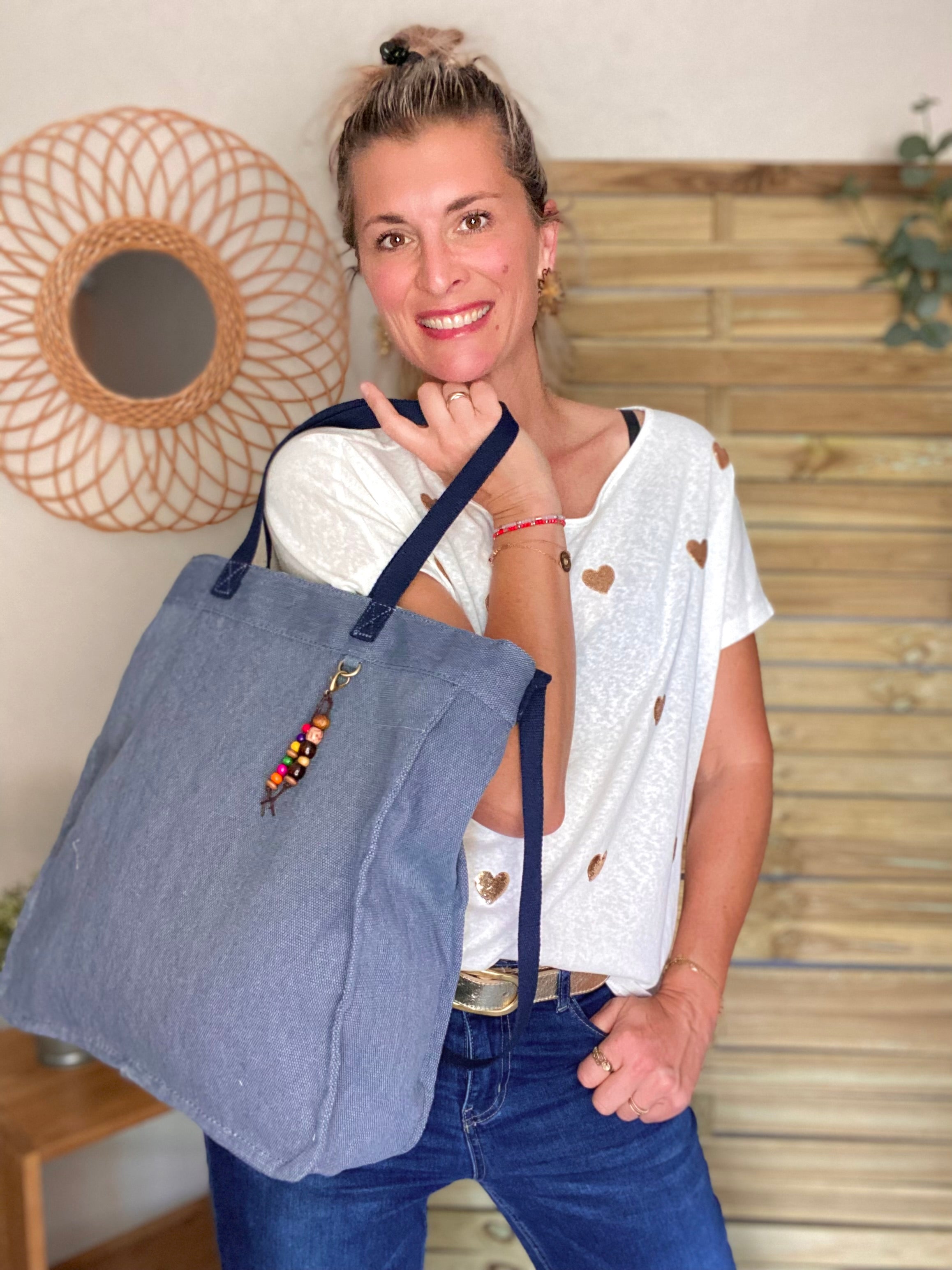 Sac cabas en toile de coton PACEY - Bleu Jean