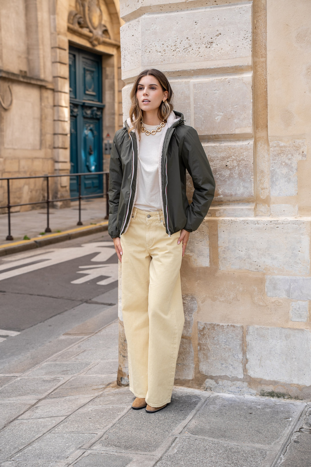 PRÉCOMMANDE (Expédition 26/11) - Parka Imperméable LOUISE COURT sherpa - Kaki - LAURA JO