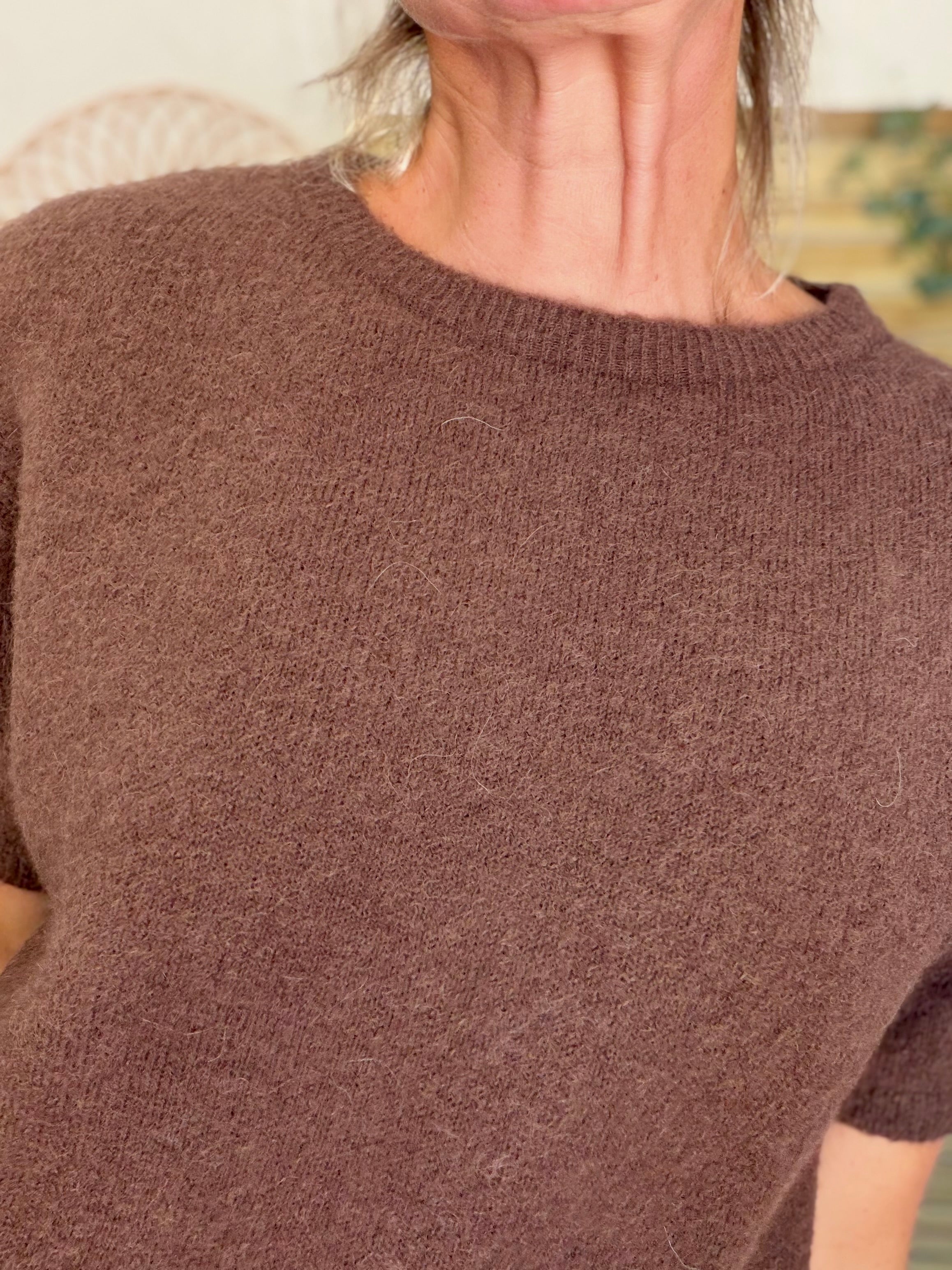 Pull laine et alpaga PEGGY - Chocolat