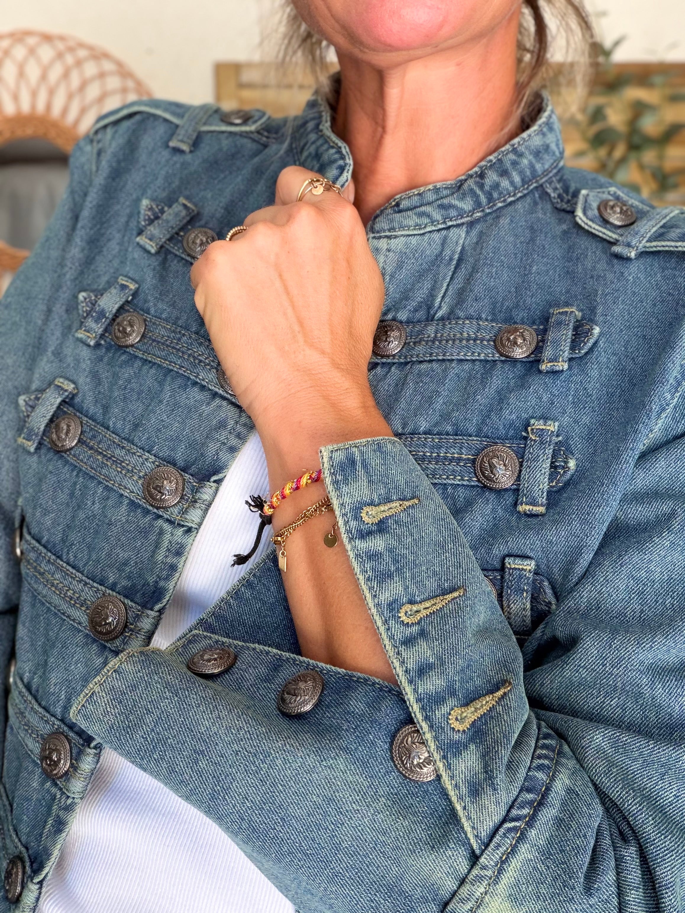 Veste courte en jean NAPOLÉON - Bleu Jean