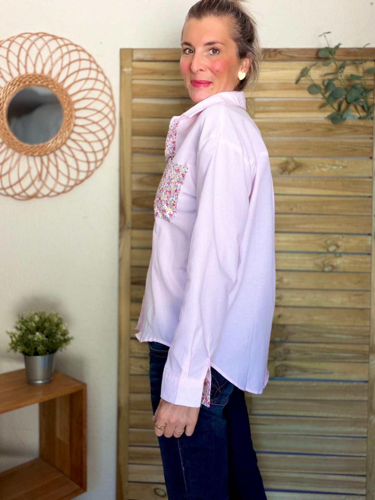 Chemise avec Liberty AZÉLIE Rose