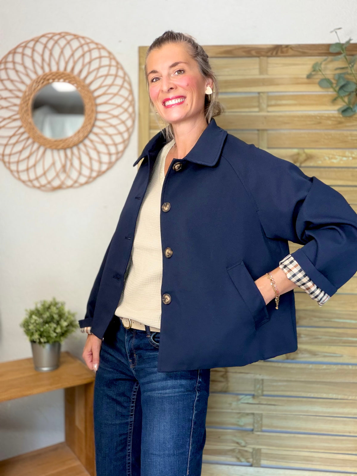 ⚡️ ARRIVAGE • Veste Trench, doublure à carreaux DANA Bleu marine
