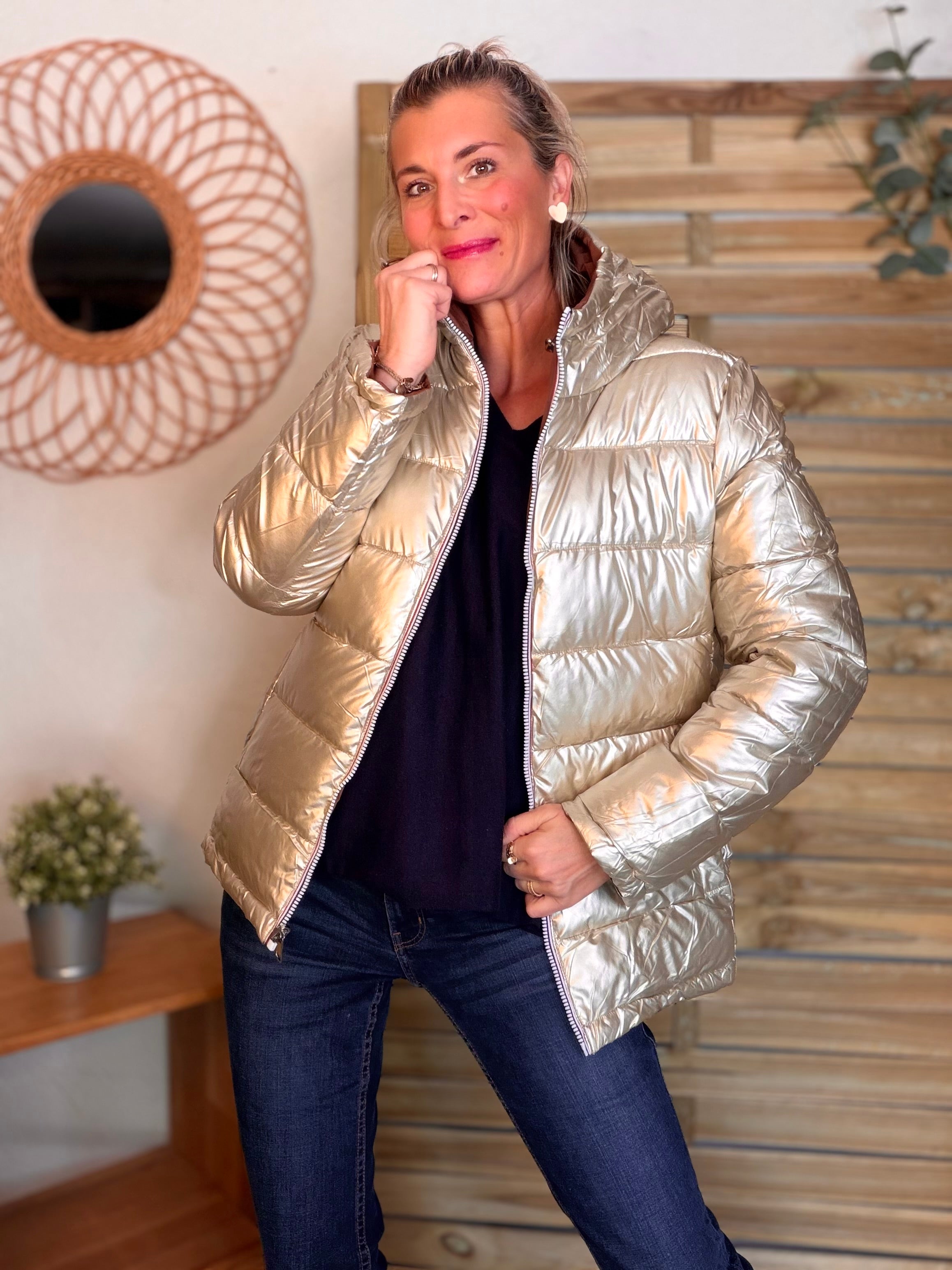 ⚡️PÉPITES FRIDAY - Doudoune imperméable réversible longue ANGÈLE COURT - Rouille choco - MELYA MELODY