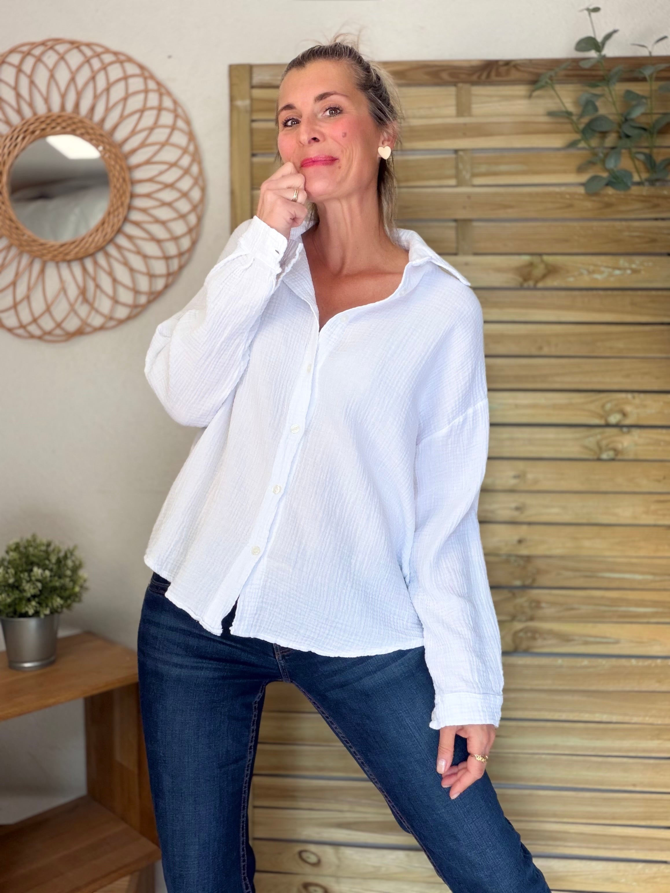 Chemise en gaze de coton ICONIC - ALANIS Blanc